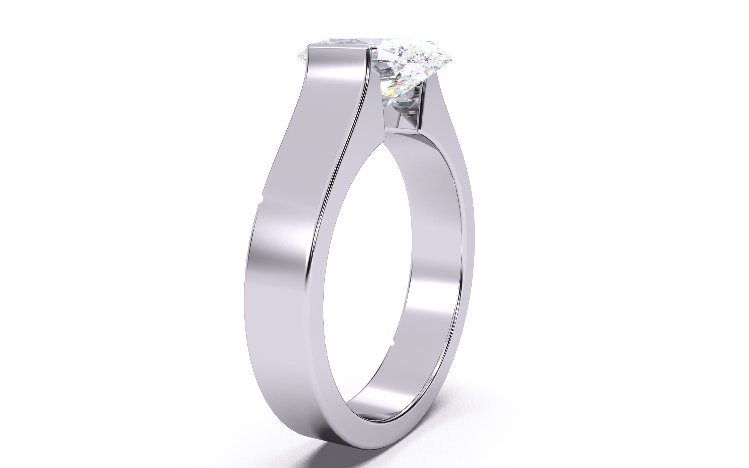 Oval Diamond Tension Setting Solitaire Ring 3D print model_14