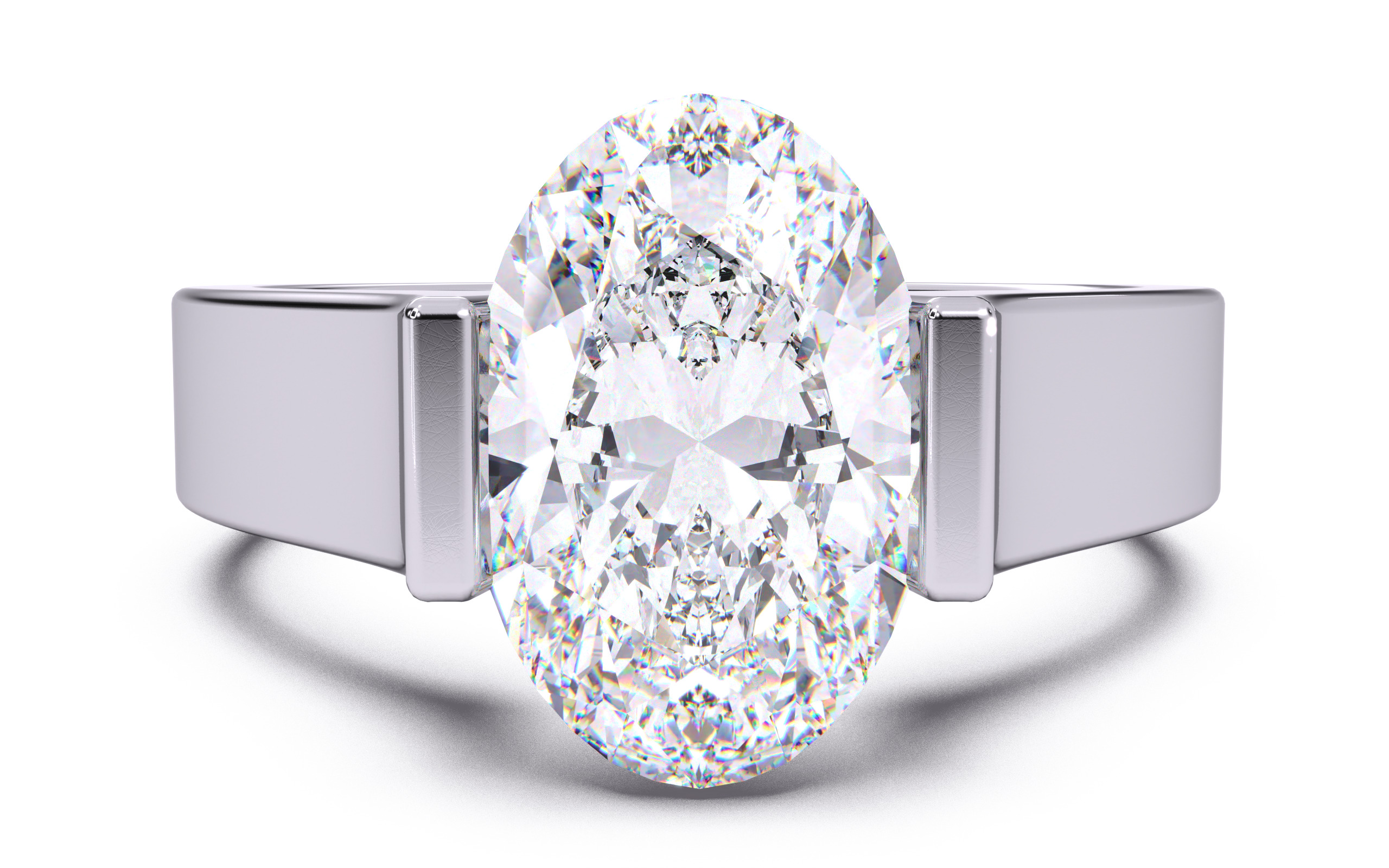 Oval Diamond Tension Setting Solitaire Ring 3D print model_19