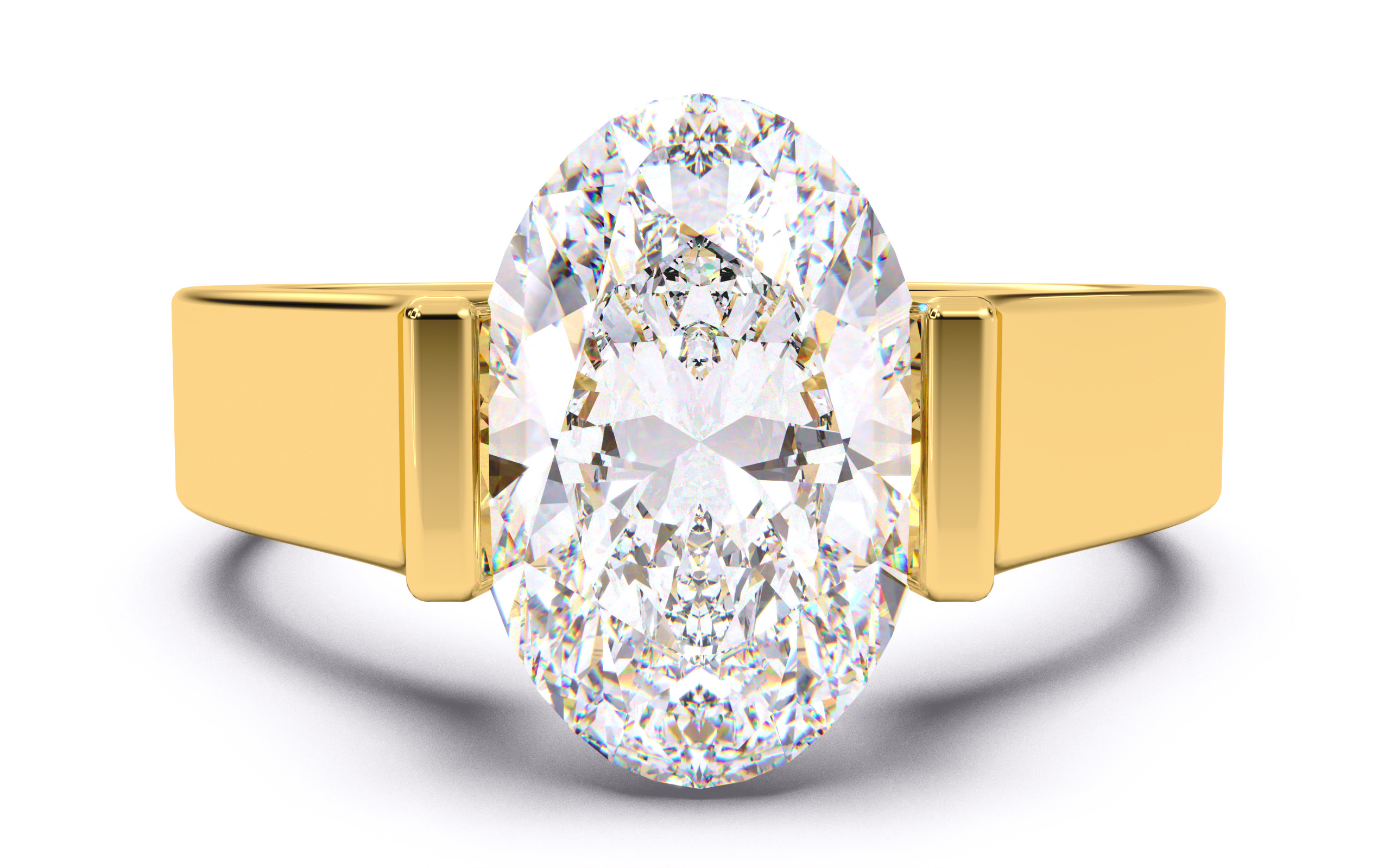 Oval Diamond Tension Setting Solitaire Ring 3D print model_20