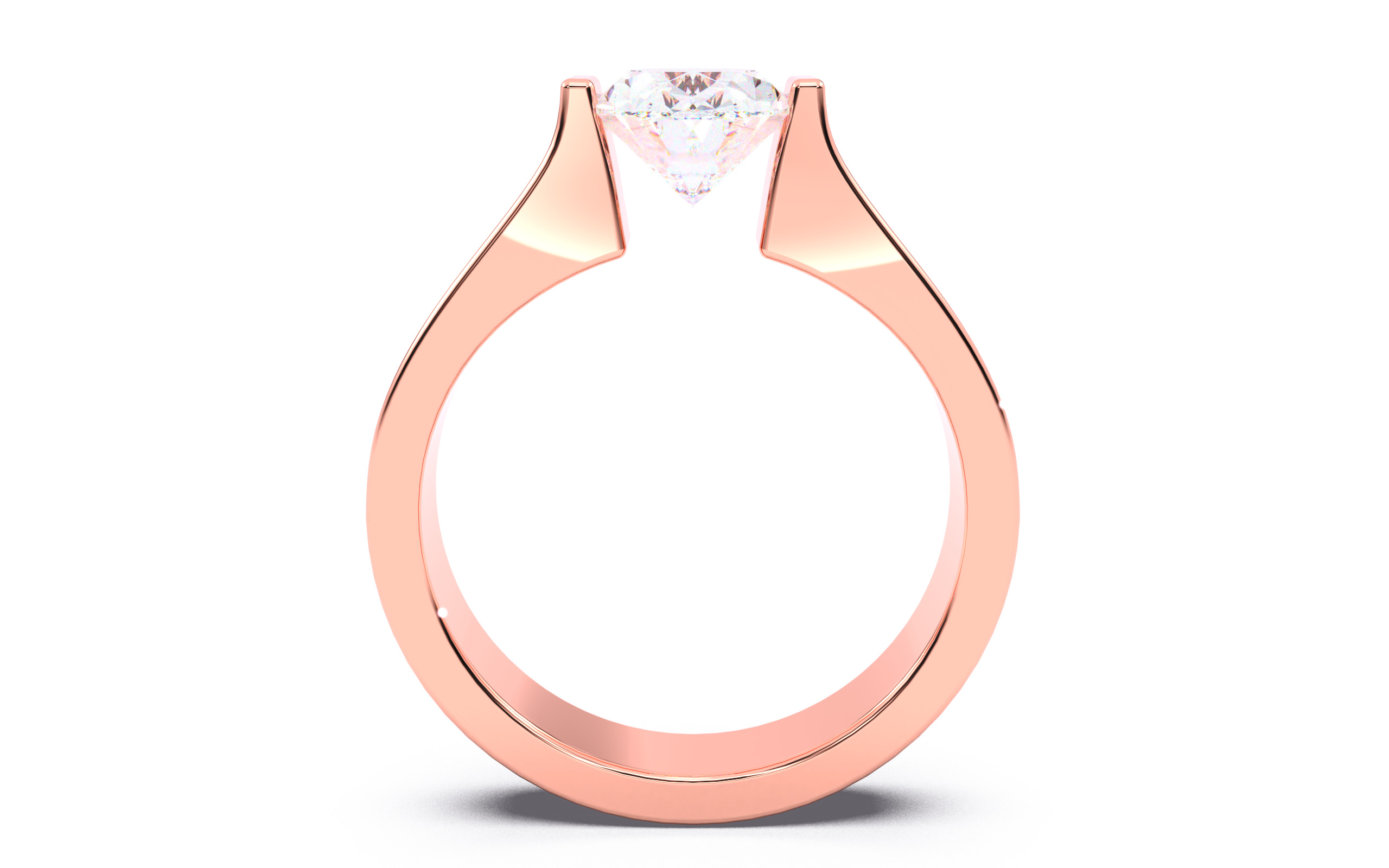 Oval Diamond Tension Setting Solitaire Ring 3D print model_4
