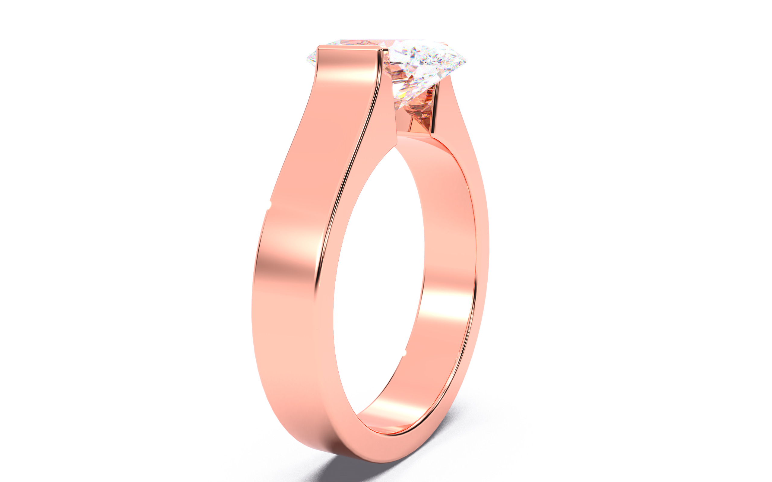 Oval Diamond Tension Setting Solitaire Ring 3D print model_17