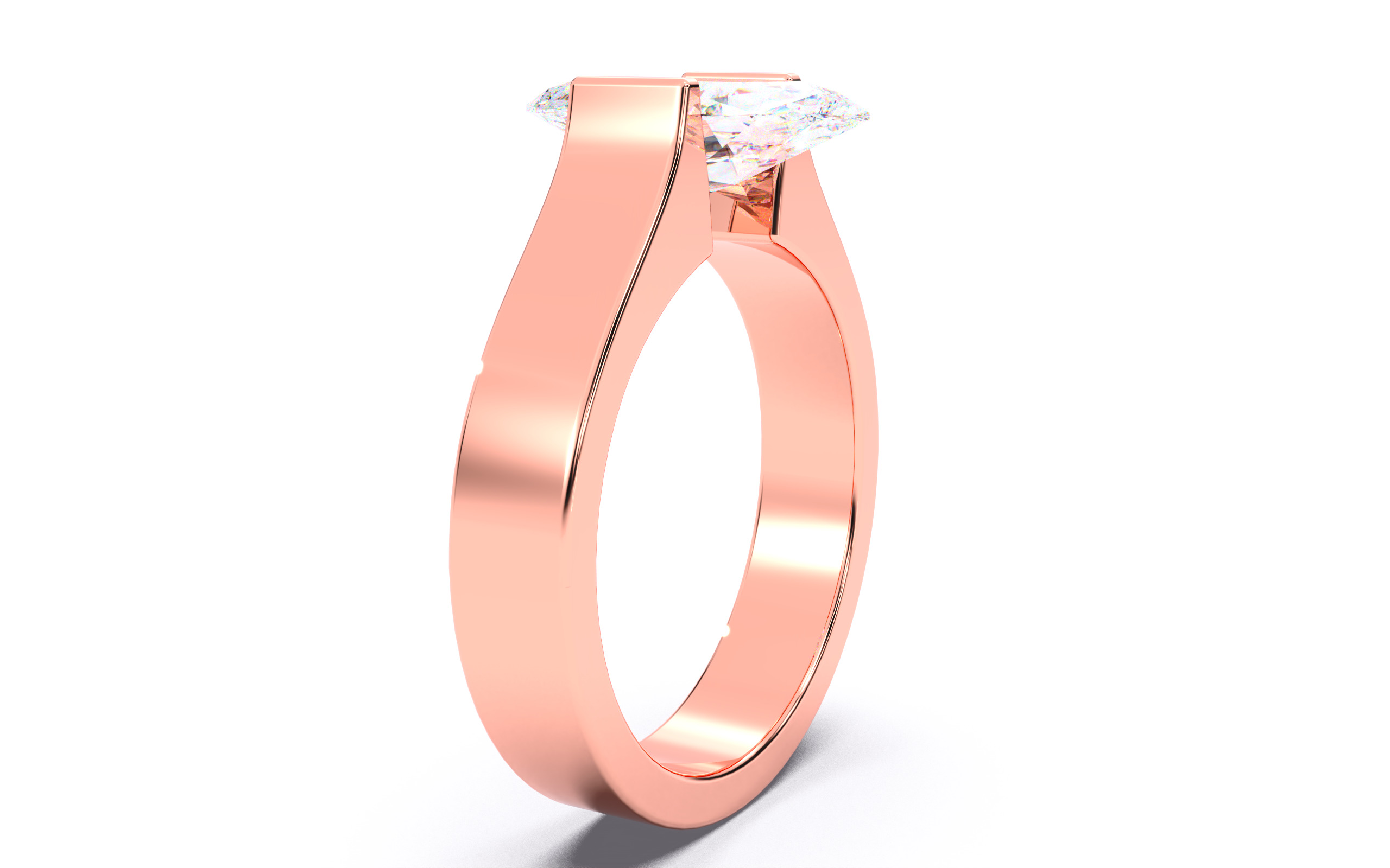 Marquise Diamond Tension Setting Solitaire Ring 3D print model_17