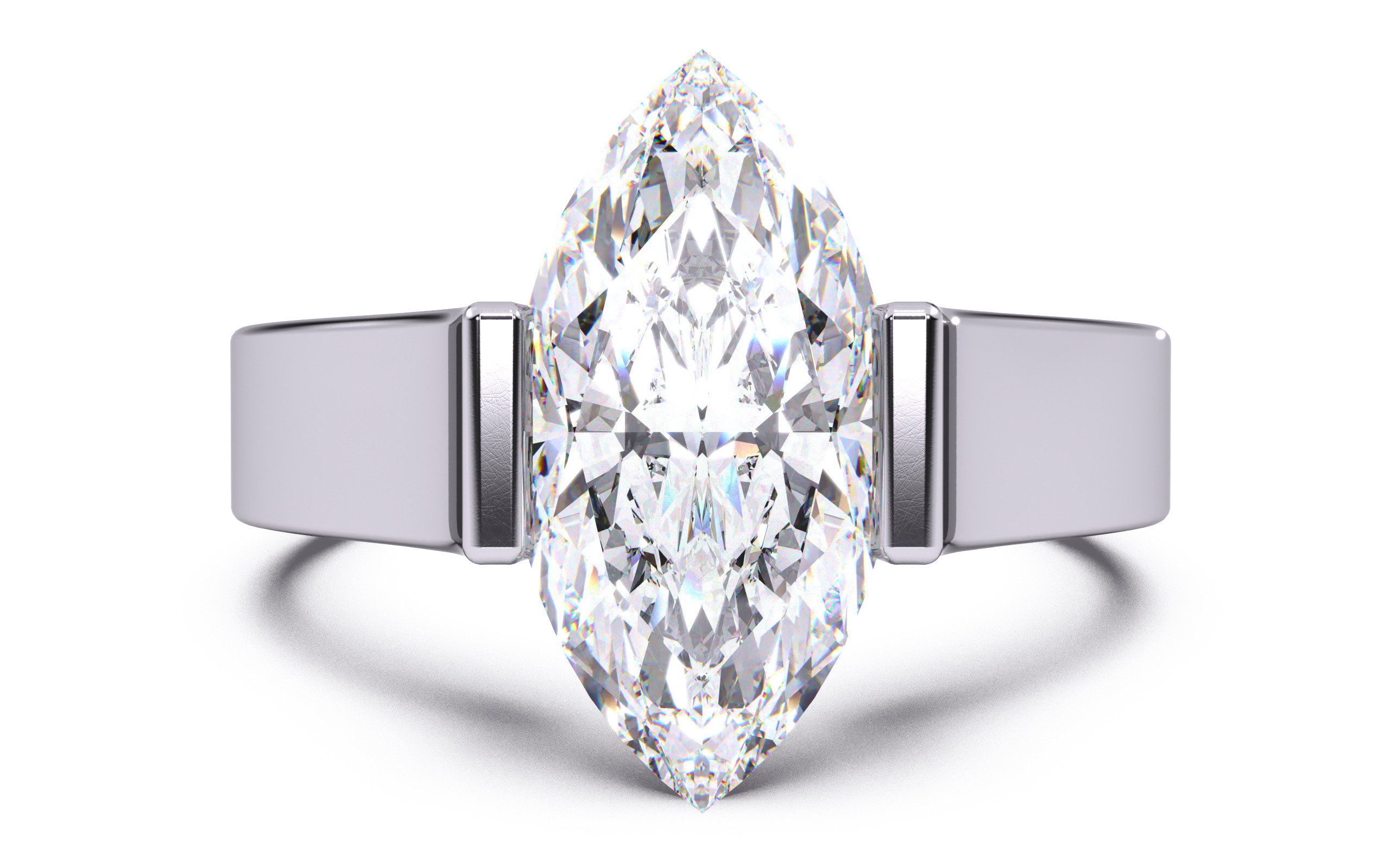 Marquise Diamond Tension Setting Solitaire Ring 3D print model_20