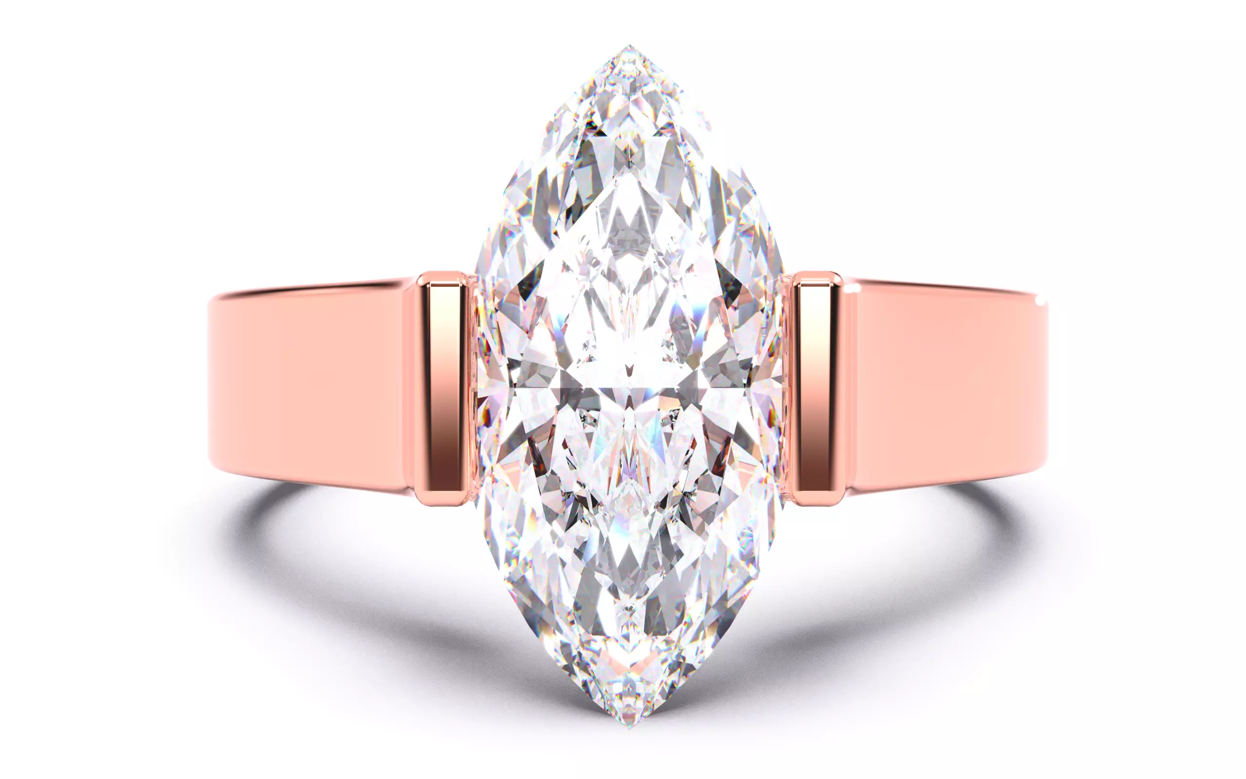 Marquise Diamond Tension Setting Solitaire Ring 3D print model_0