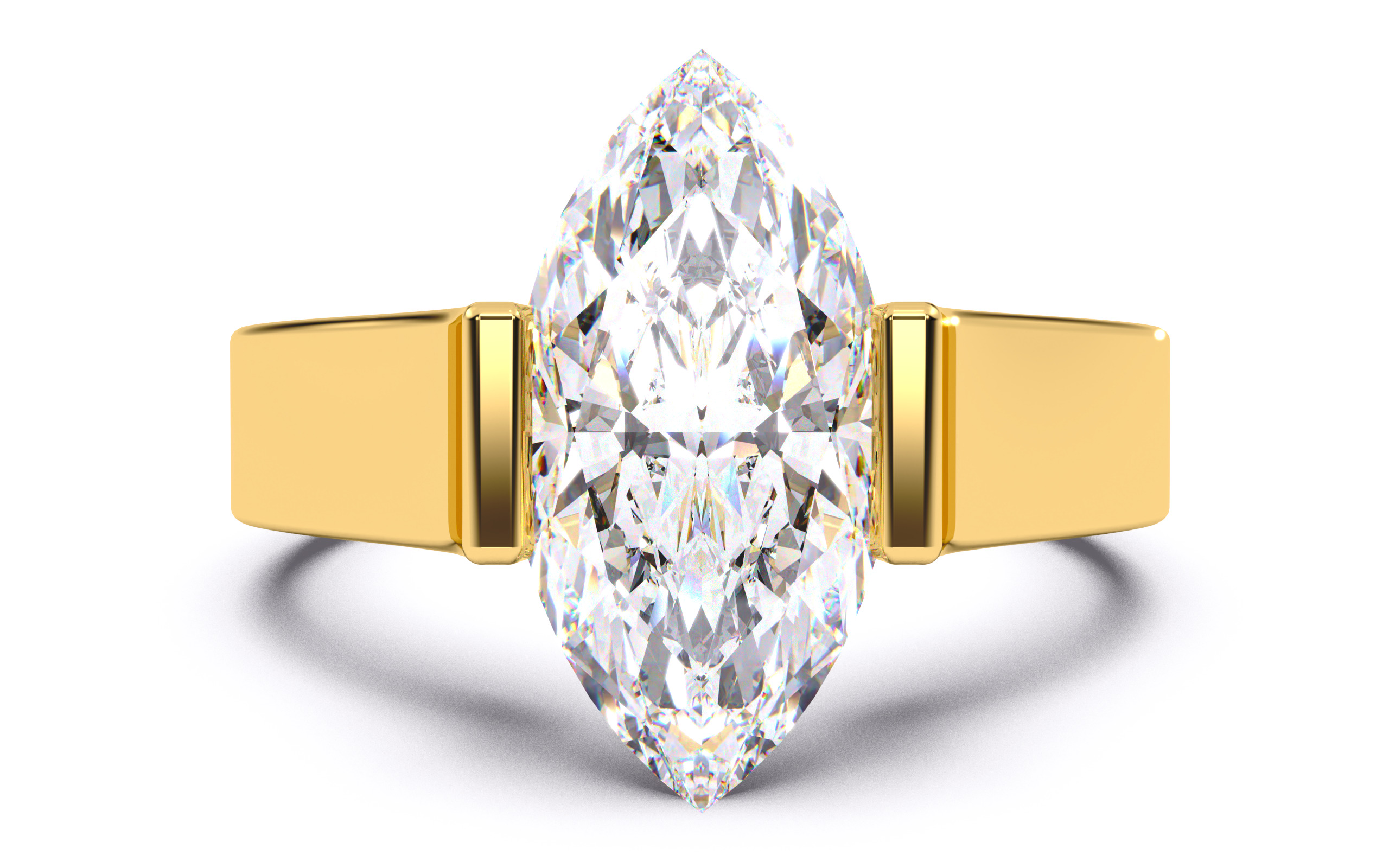 Marquise Diamond Tension Setting Solitaire Ring 3D print model_21