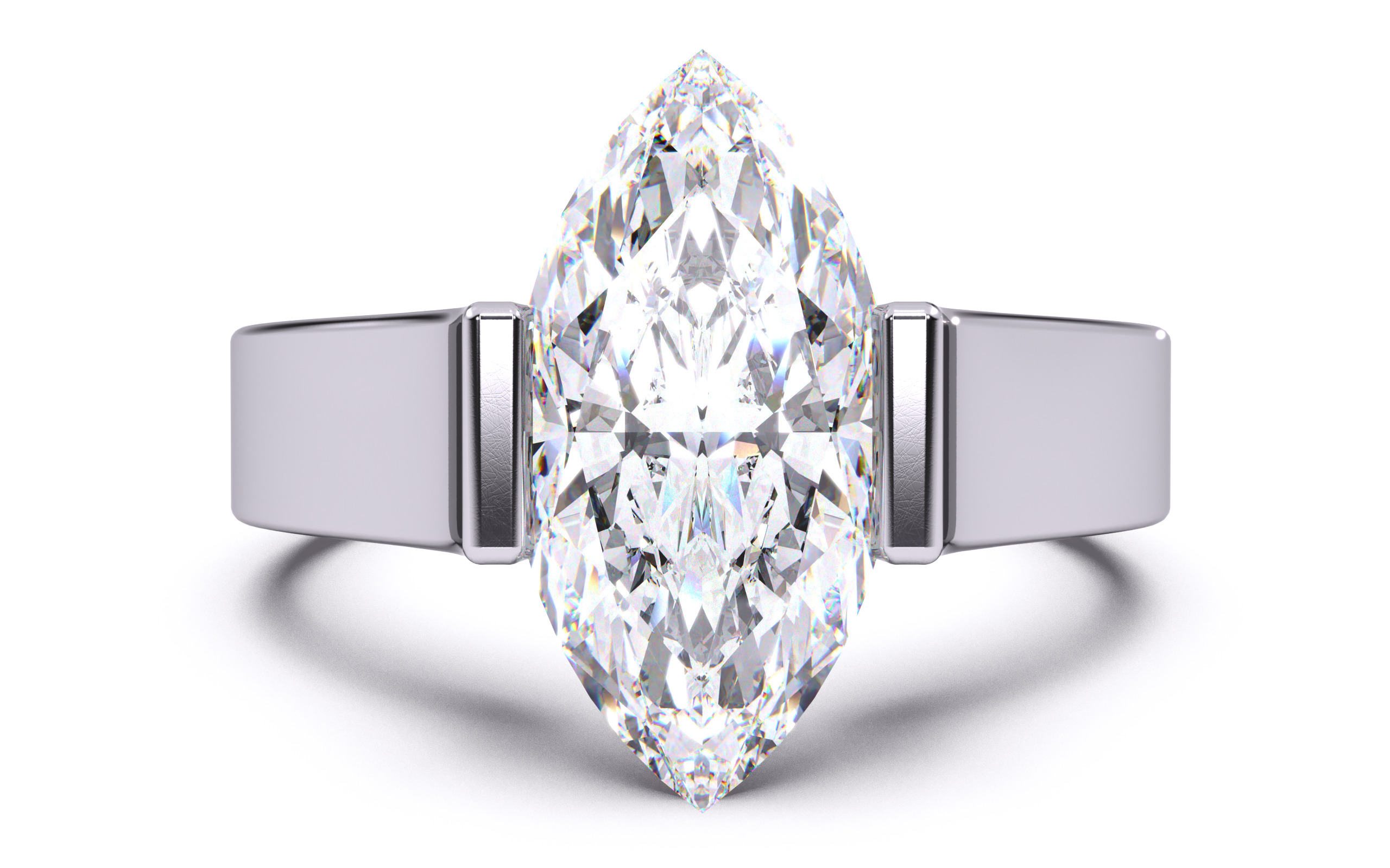 Marquise Diamond Tension Setting Solitaire Ring 3D print model_19