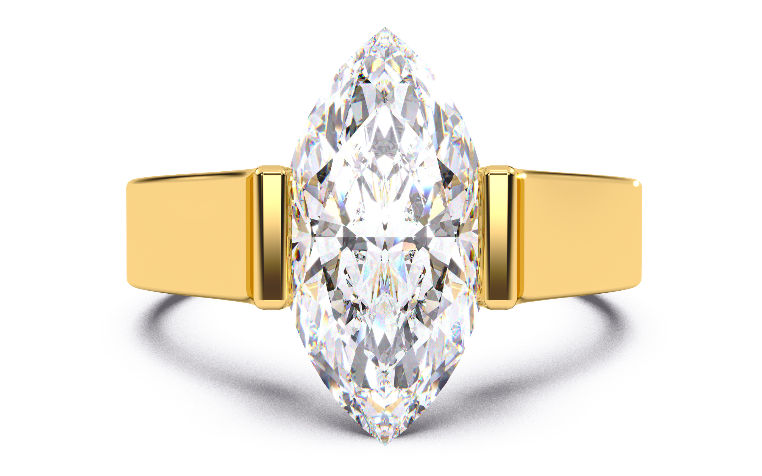 Marquise Diamond Tension Setting Solitaire Ring 3D print model_22