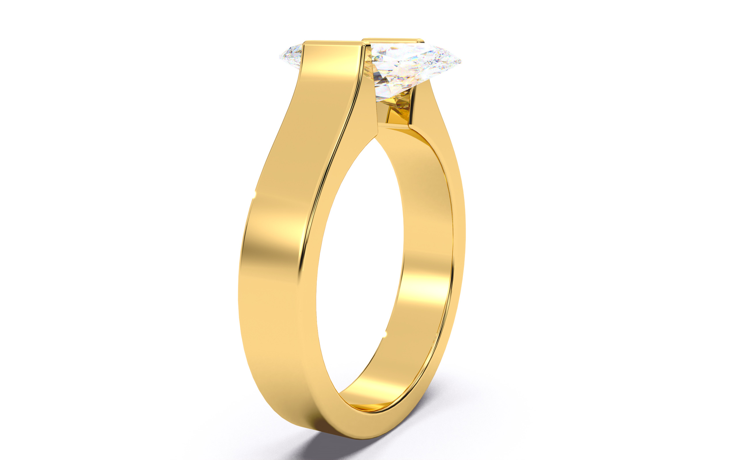 Marquise Diamond Tension Setting Solitaire Ring 3D print model_13