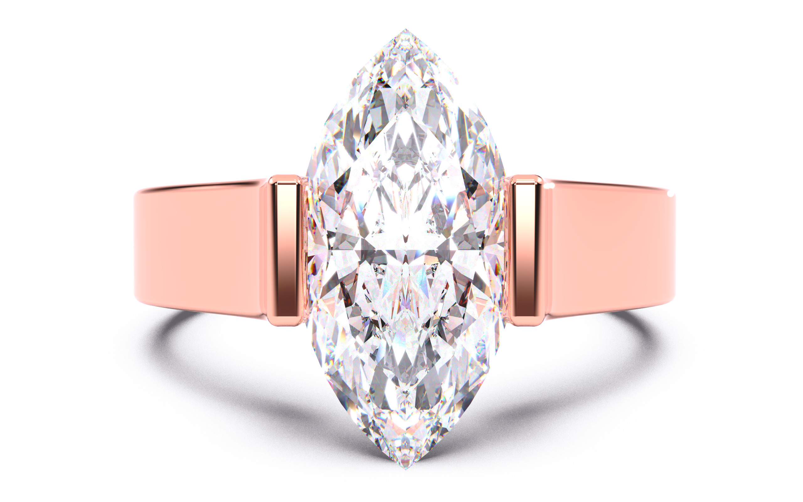Marquise Diamond Tension Setting Solitaire Ring 3D print model_12