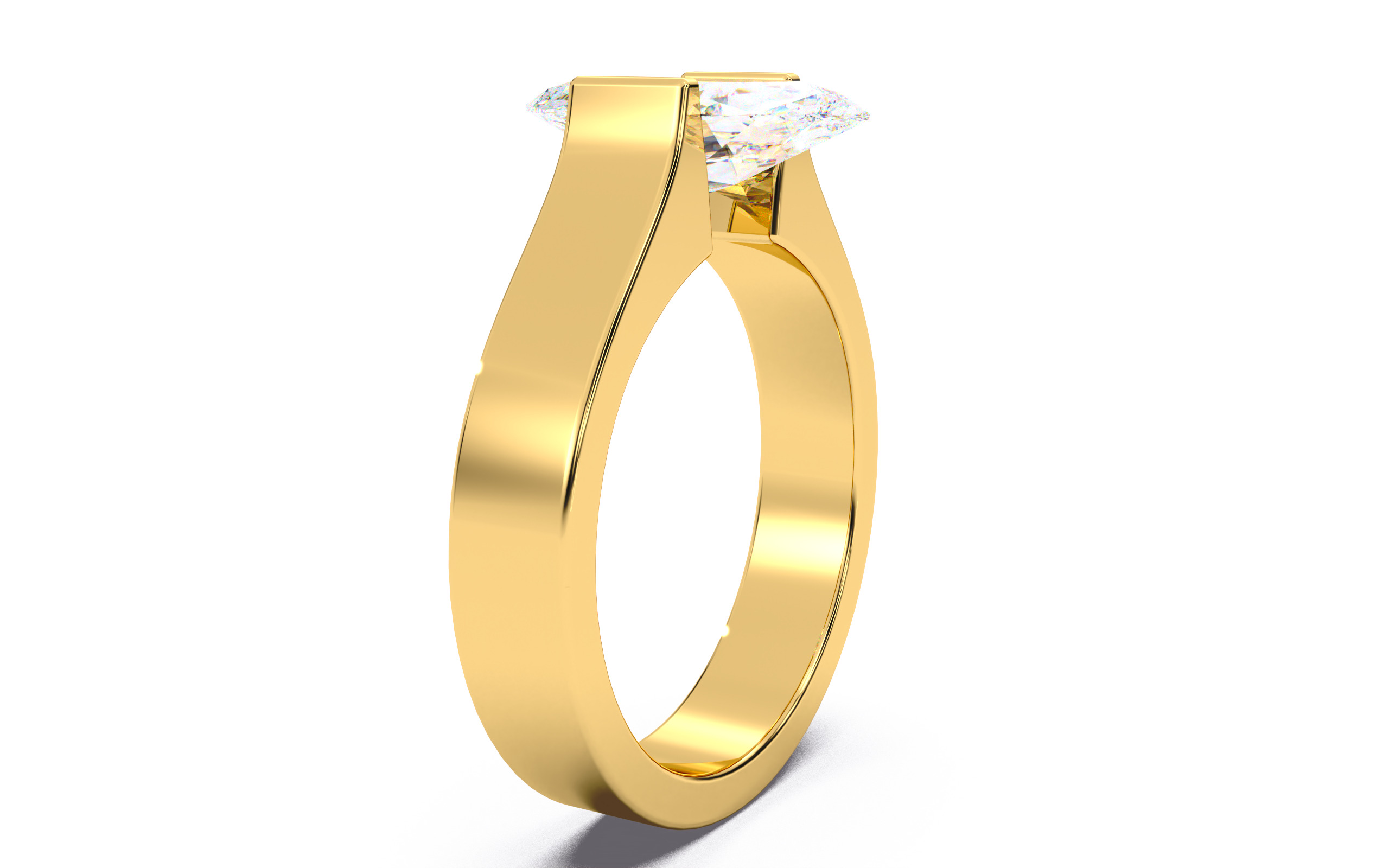 Marquise Diamond Tension Setting Solitaire Ring 3D print model_14