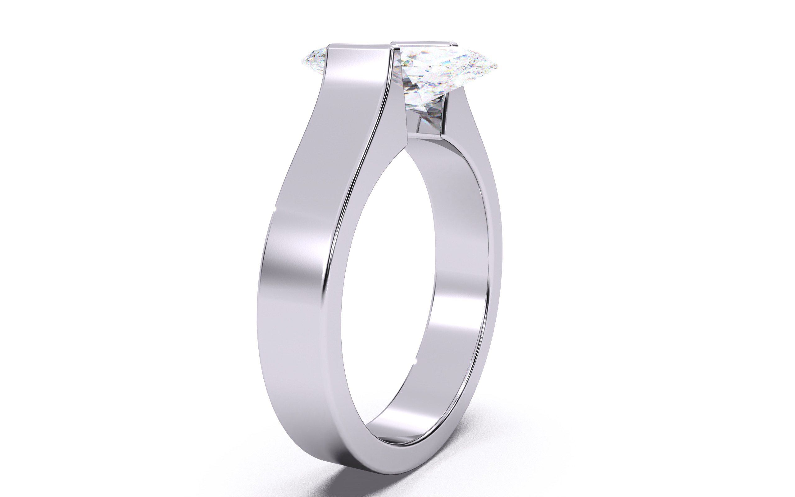 Marquise Diamond Tension Setting Solitaire Ring 3D print model_15