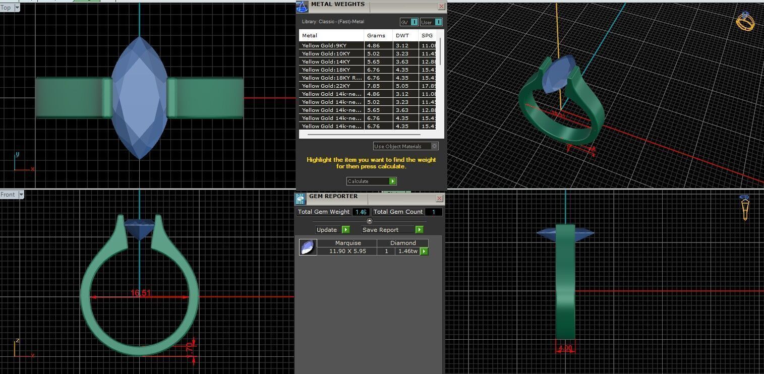 Marquise Diamond Tension Setting Solitaire Ring 3D print model_1