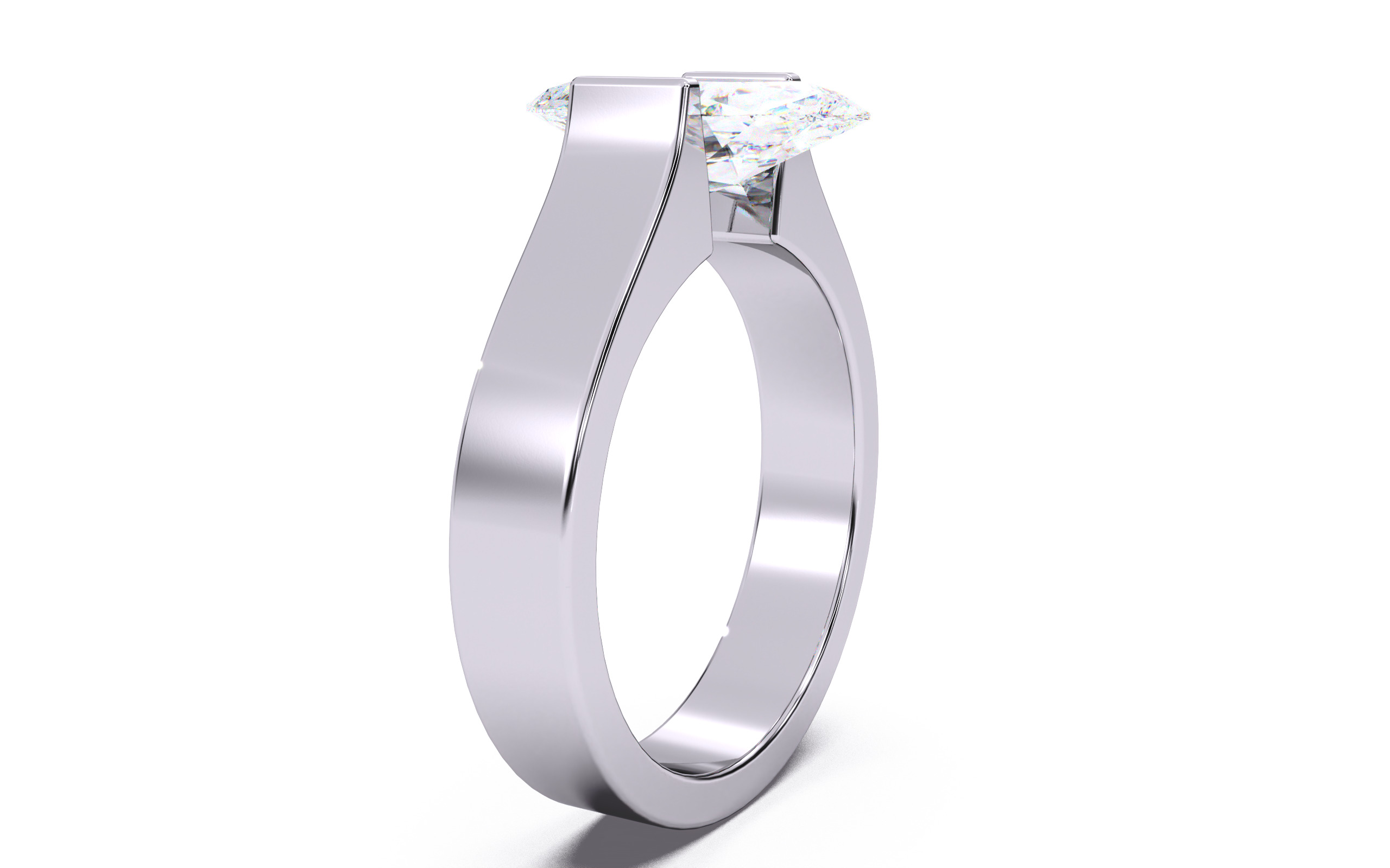 Marquise Diamond Tension Setting Solitaire Ring 3D print model_16