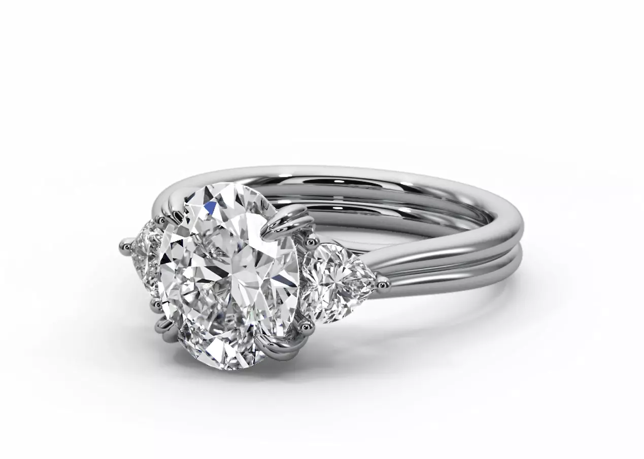Oval cut engagement ring 3D print model_0