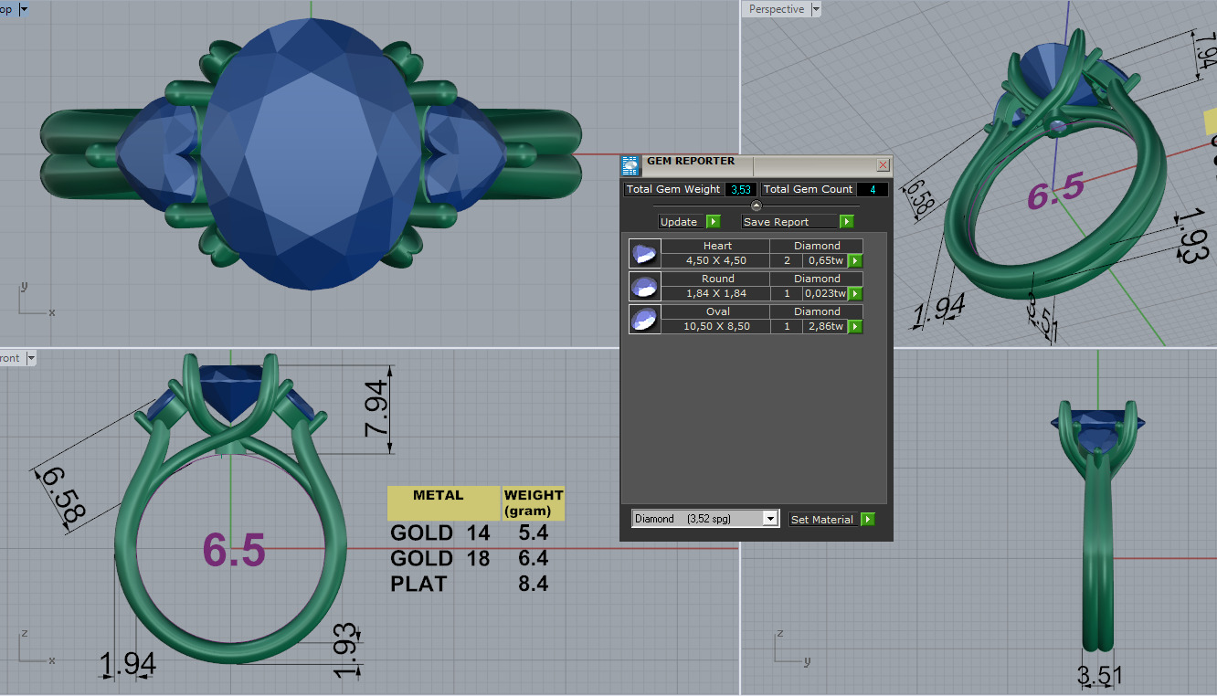Oval cut engagement ring 3D print model_1