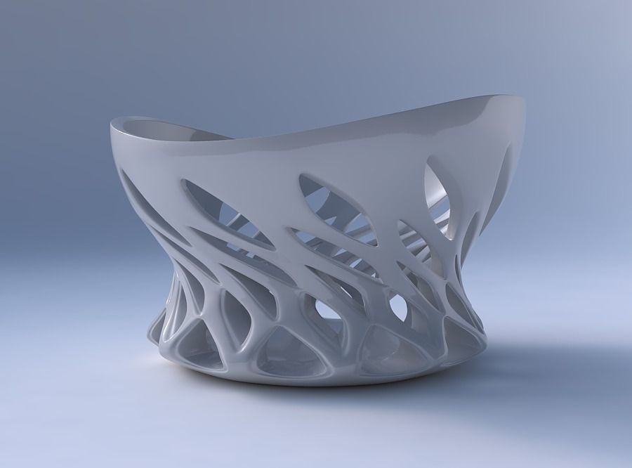 Bowl twisted wide with smooth cuts streched top 3D print model_4