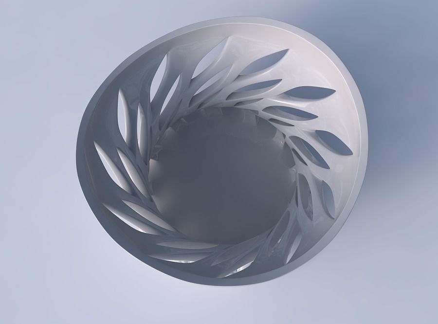 Bowl twisted wide with smooth cuts streched top 3D print model_2