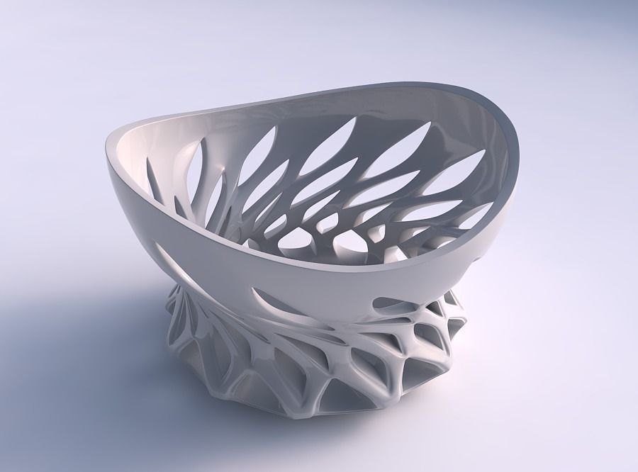 Bowl twisted wide with smooth cuts streched top 3D print model_0