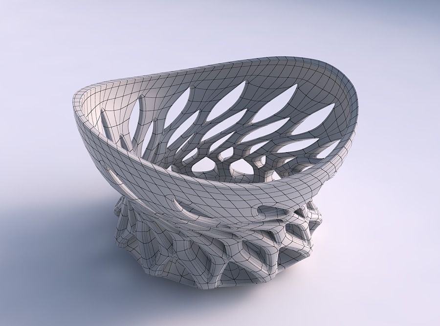 Bowl twisted wide with smooth cuts streched top 3D print model_5