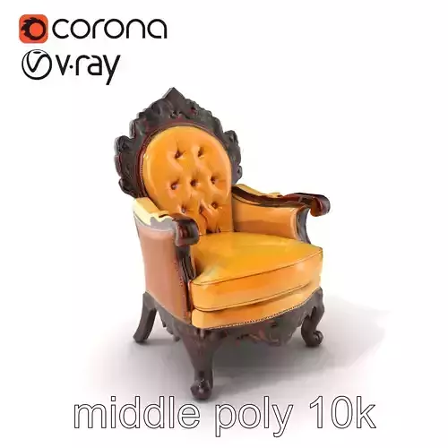 Vintage Ornate Velvet Upholstered Wooden Chair model pack