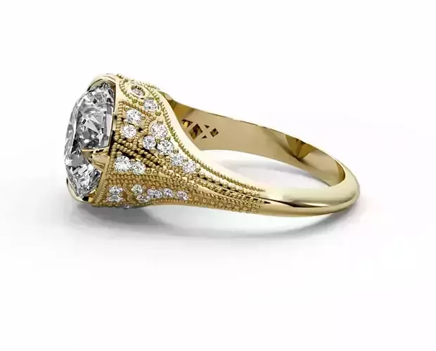 Round diamond ancient enagement ring 3D print model