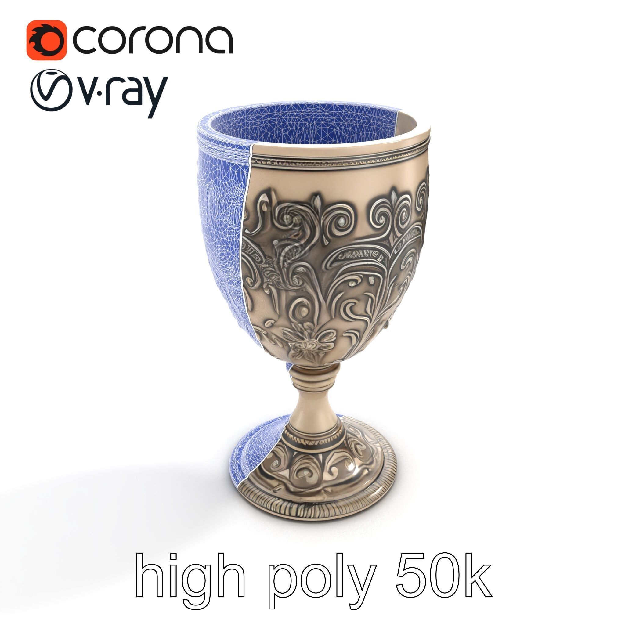 Intricate Medieval Goblet model pack Low-poly 3D model_15
