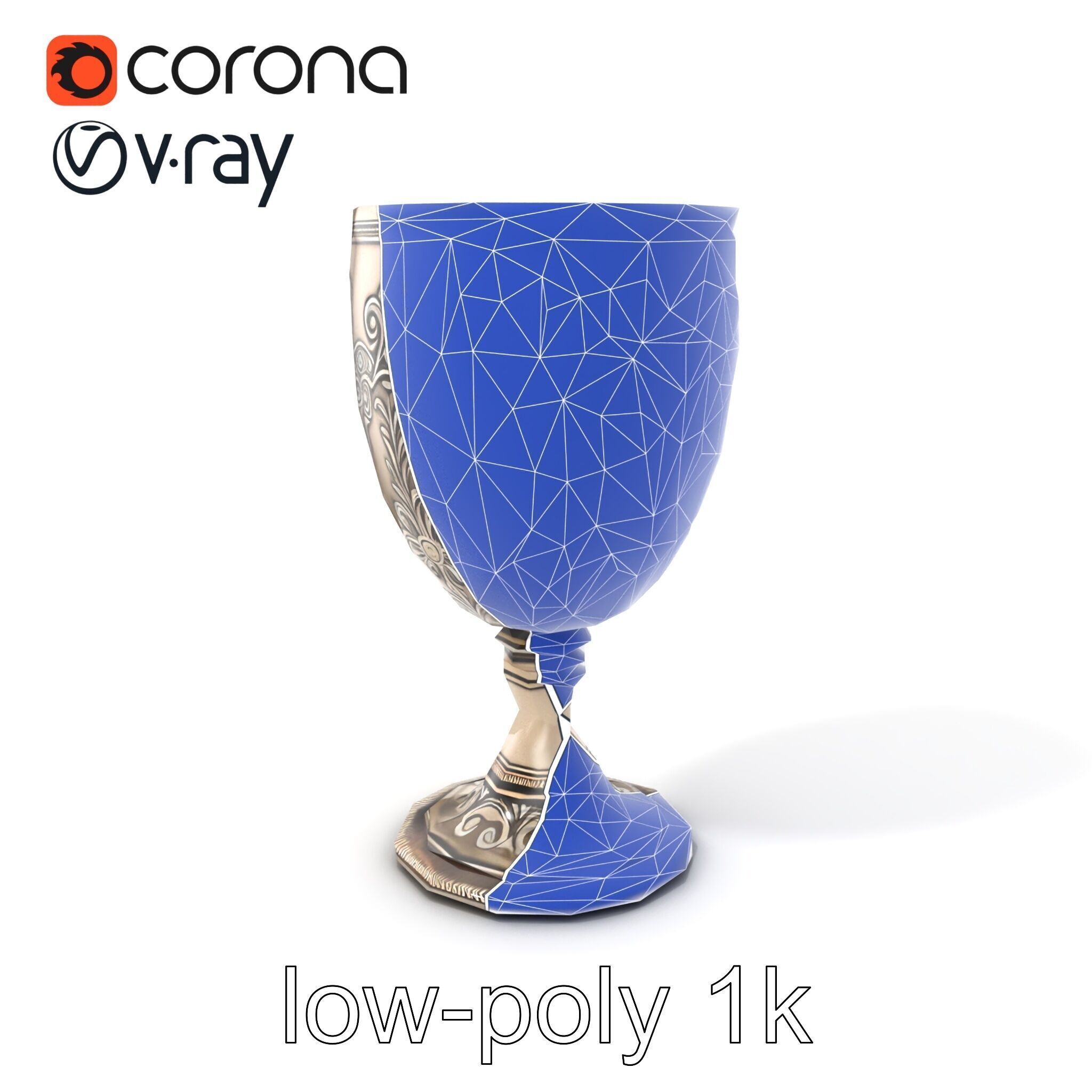 Intricate Medieval Goblet model pack Low-poly 3D model_7