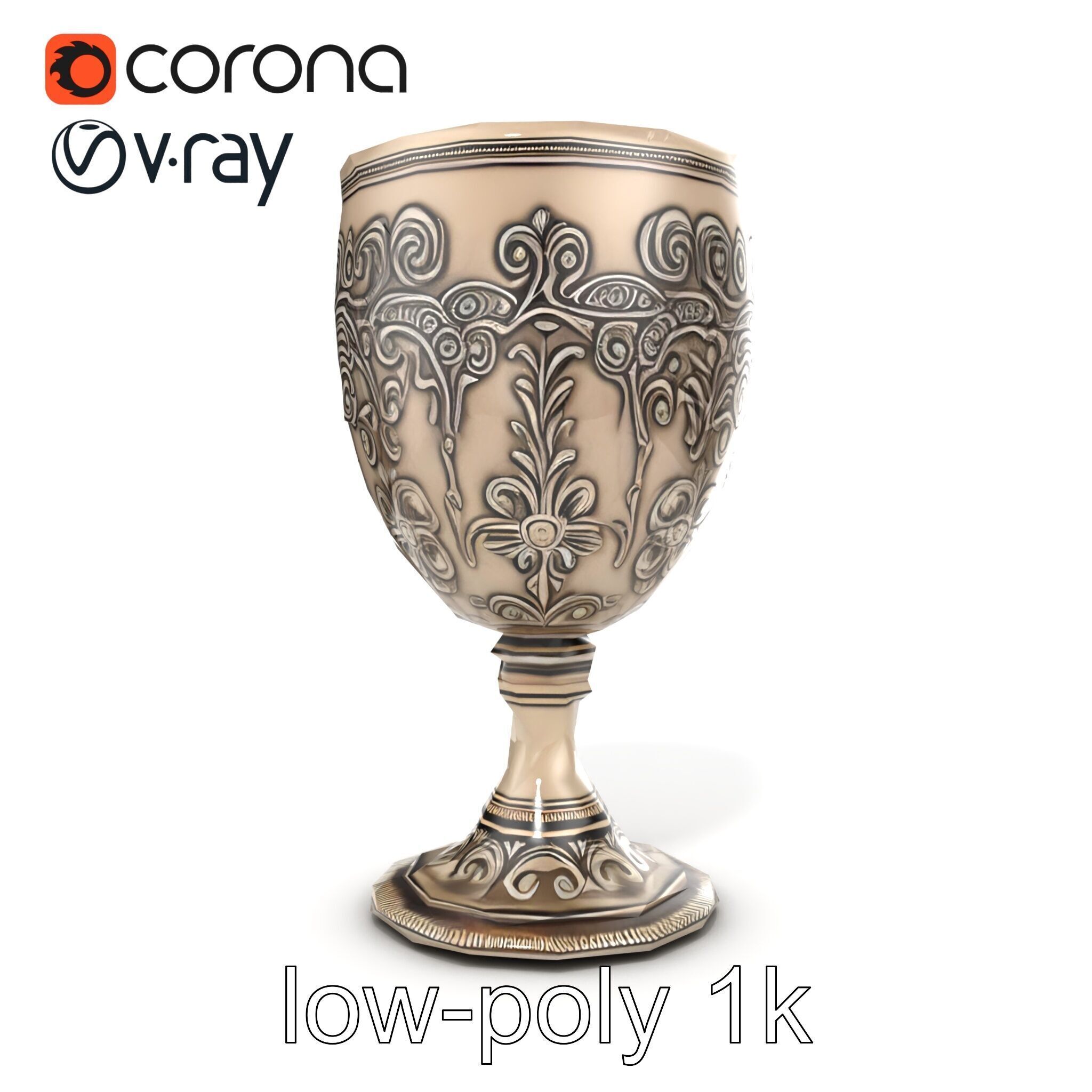 Intricate Medieval Goblet model pack Low-poly 3D model_12