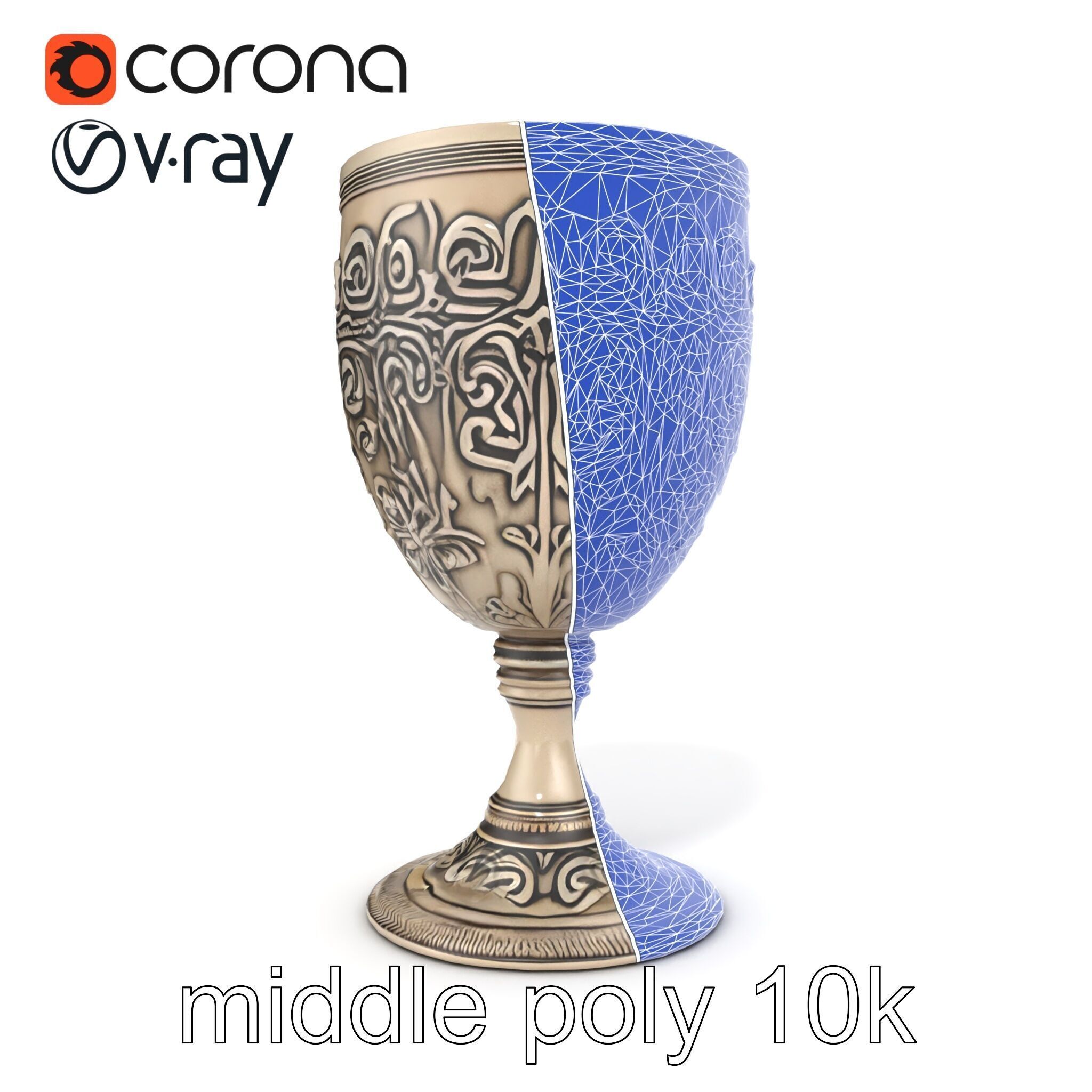 Intricate Medieval Goblet model pack Low-poly 3D model_32