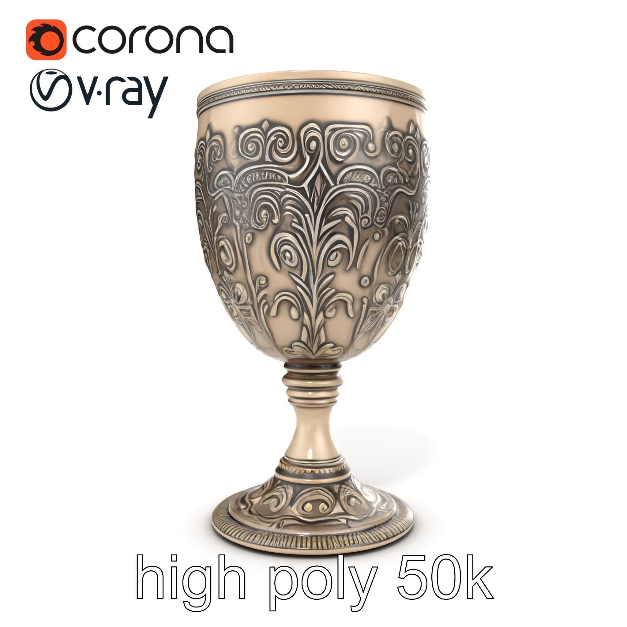 Intricate Medieval Goblet model pack Low-poly 3D model_29