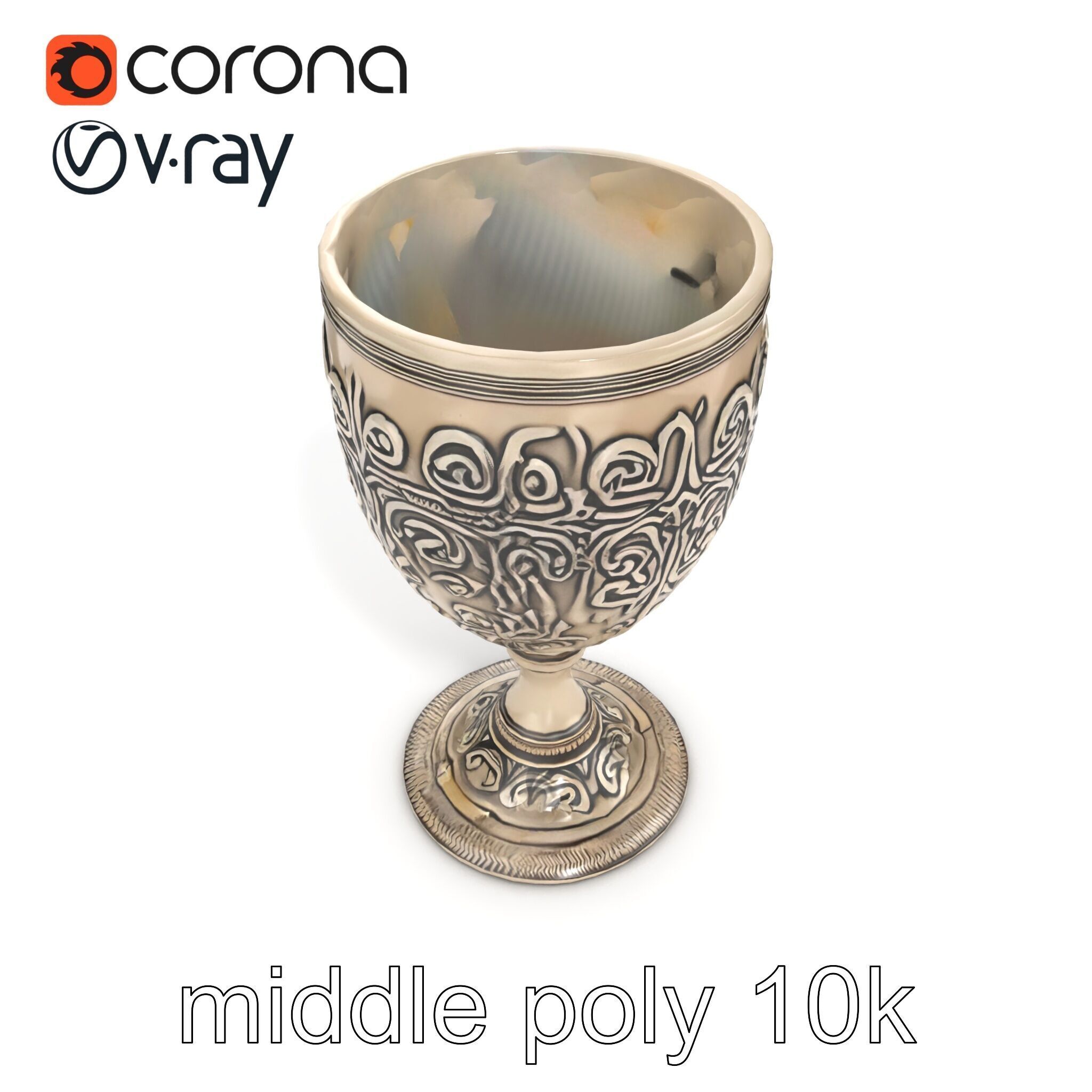 Intricate Medieval Goblet model pack Low-poly 3D model_24