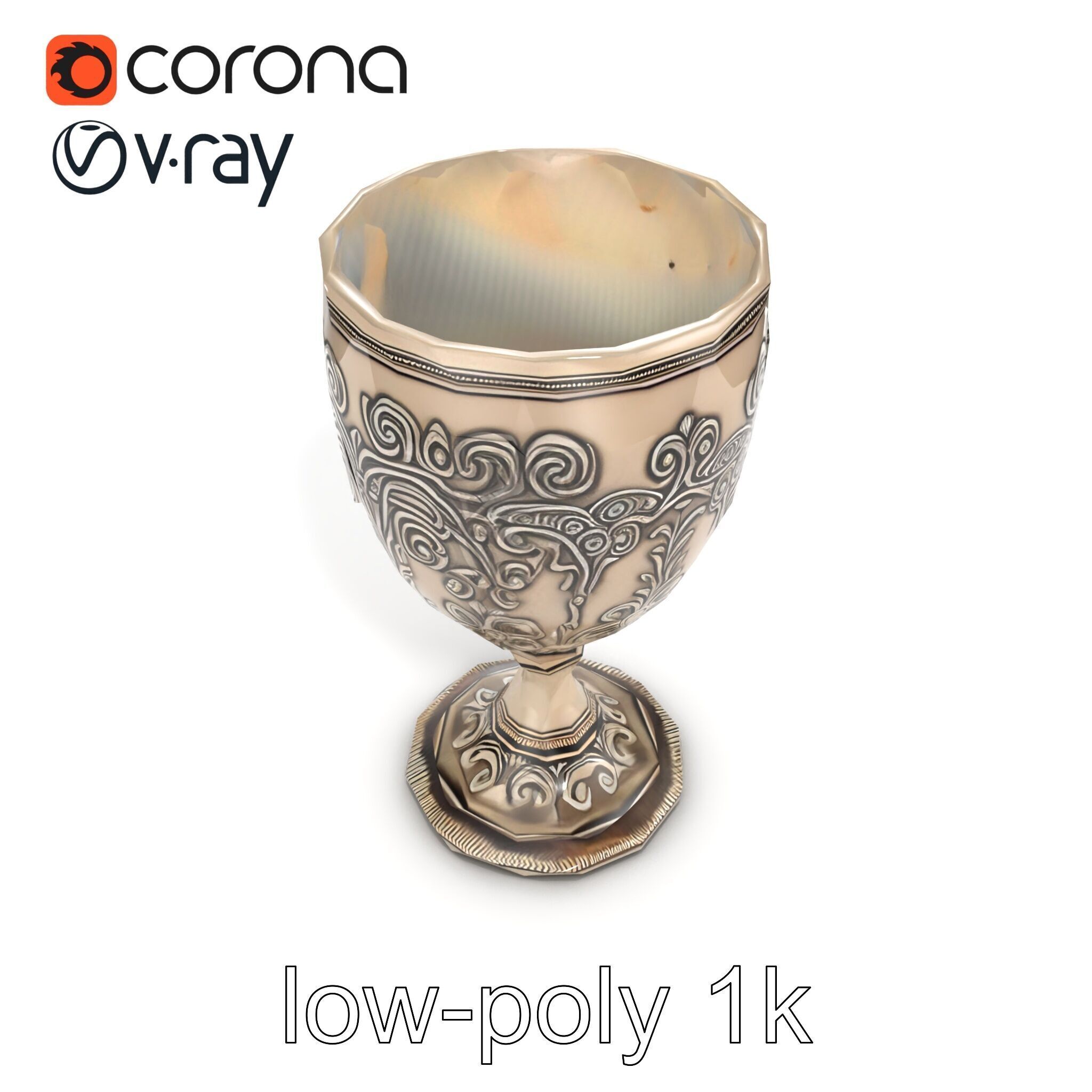 Intricate Medieval Goblet model pack Low-poly 3D model_11
