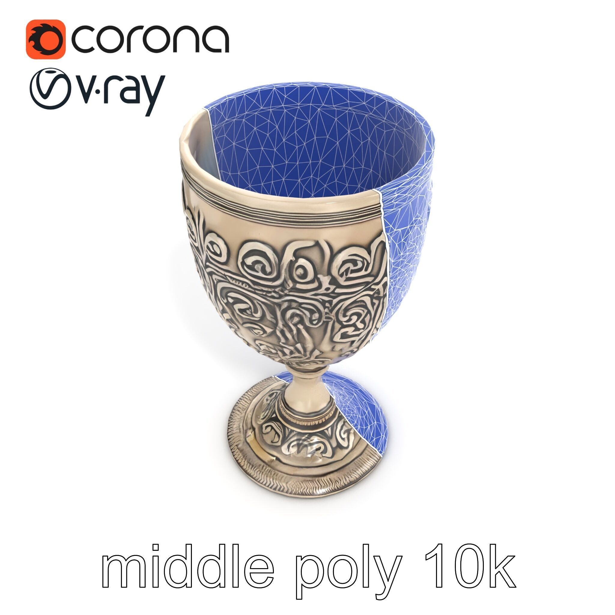 Intricate Medieval Goblet model pack Low-poly 3D model_21