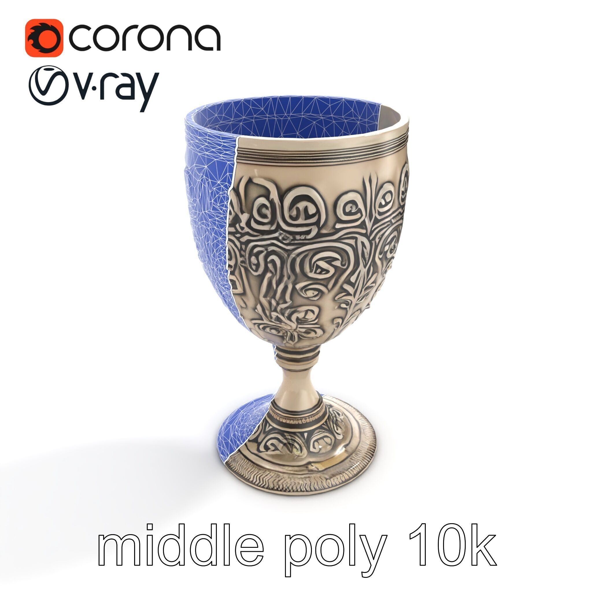Intricate Medieval Goblet model pack Low-poly 3D model_20
