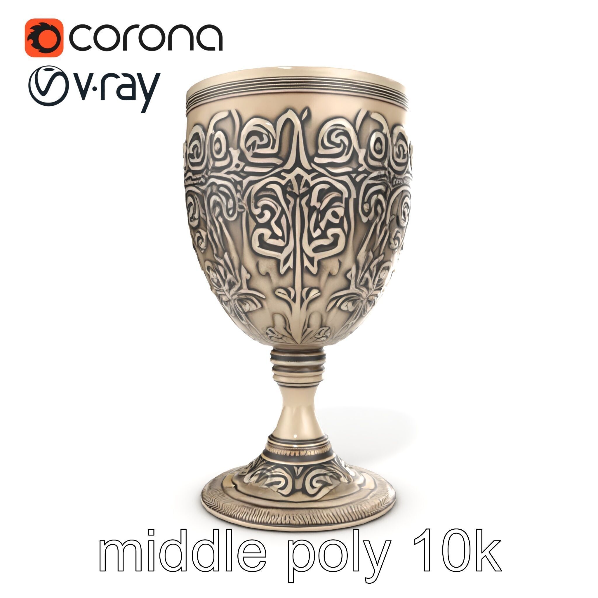 Intricate Medieval Goblet model pack Low-poly 3D model_30