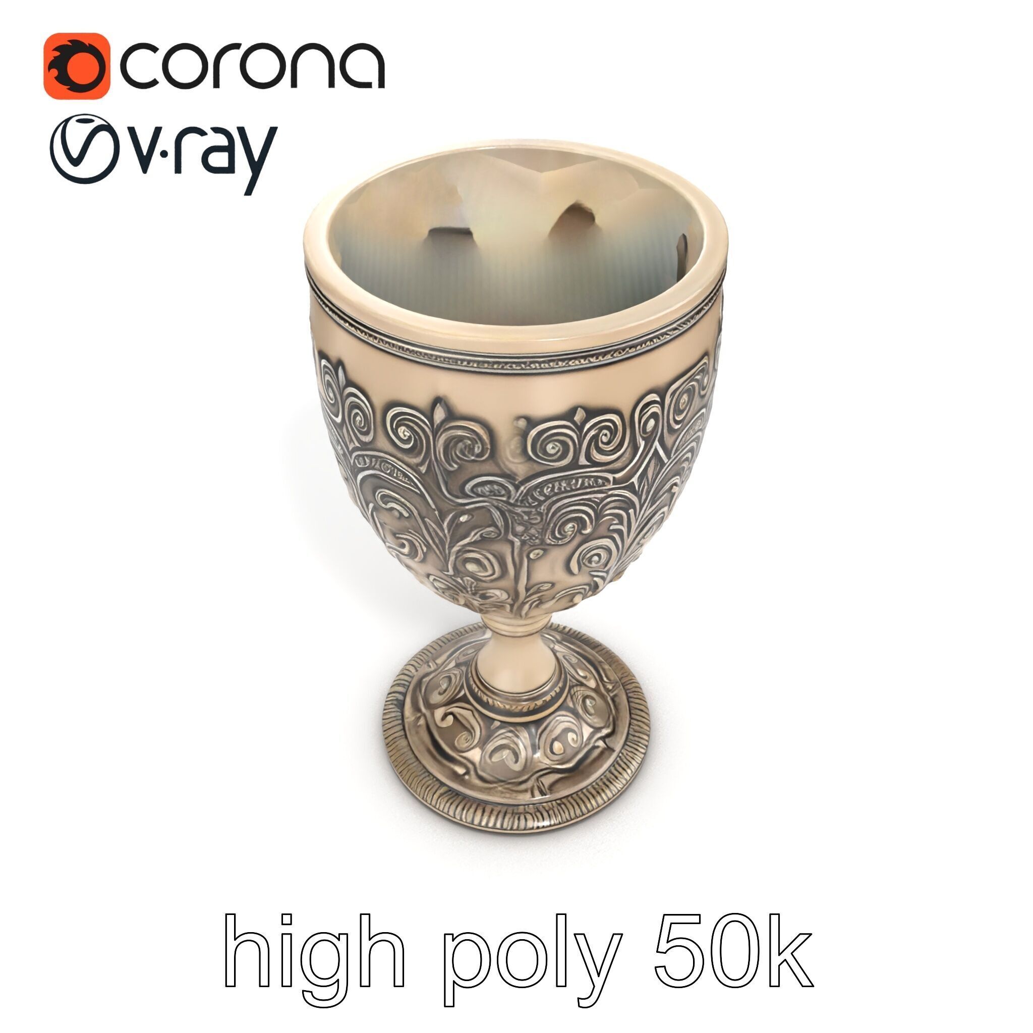 Intricate Medieval Goblet model pack Low-poly 3D model_14