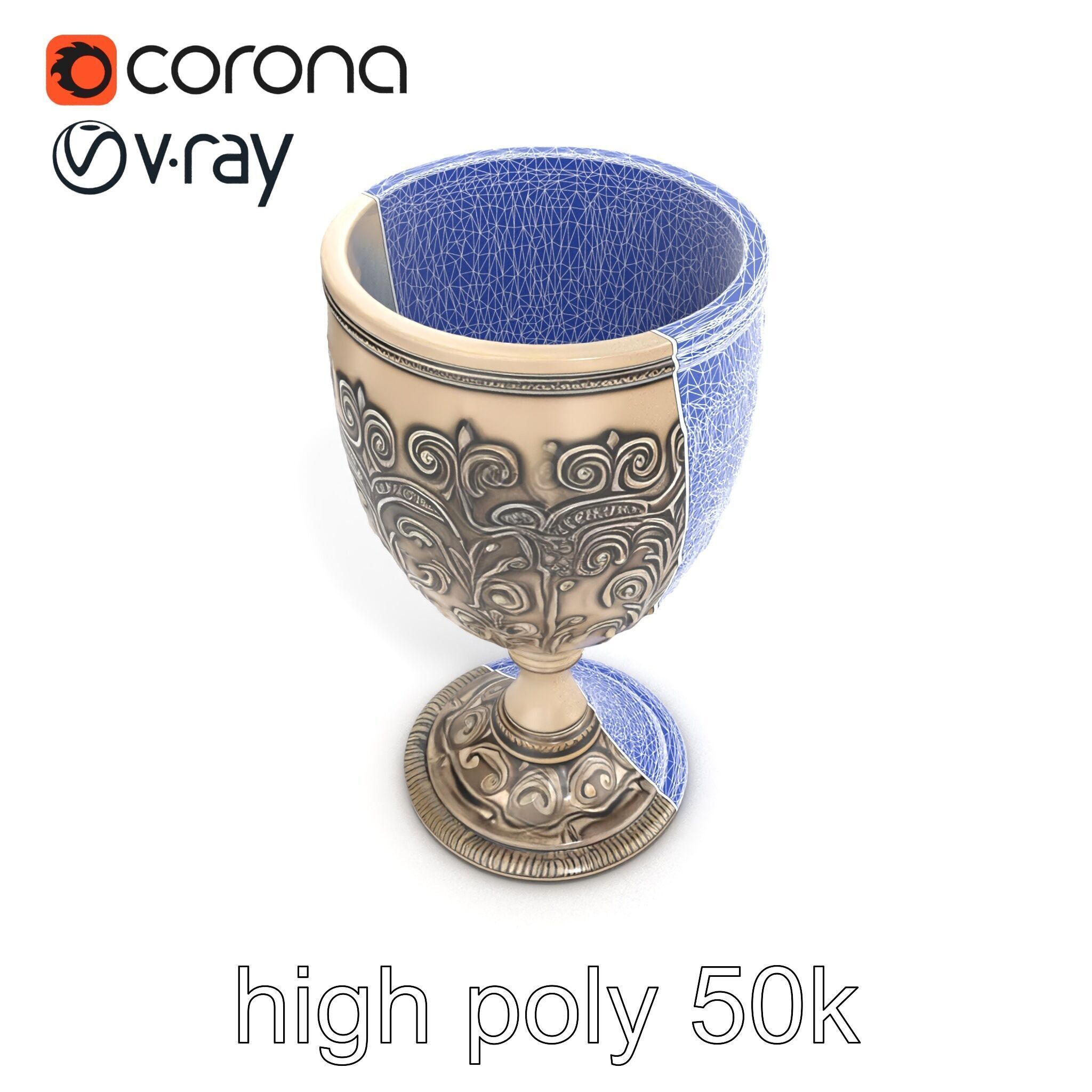 Intricate Medieval Goblet model pack Low-poly 3D model_13