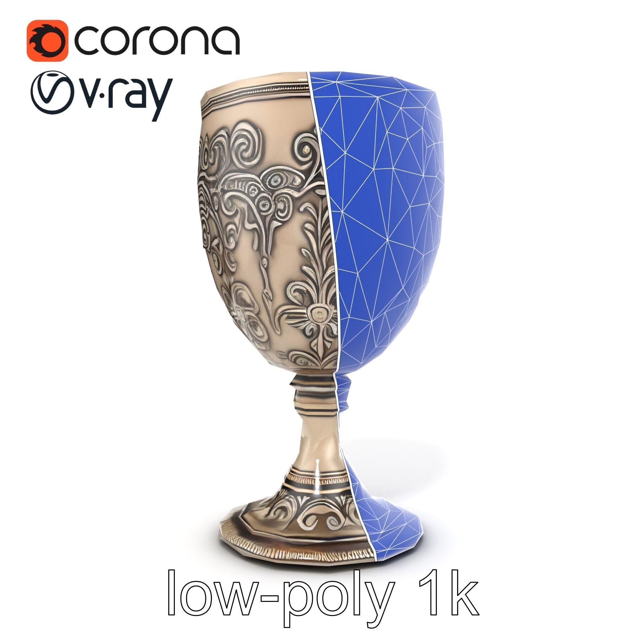 Intricate Medieval Goblet model pack Low-poly 3D model_26