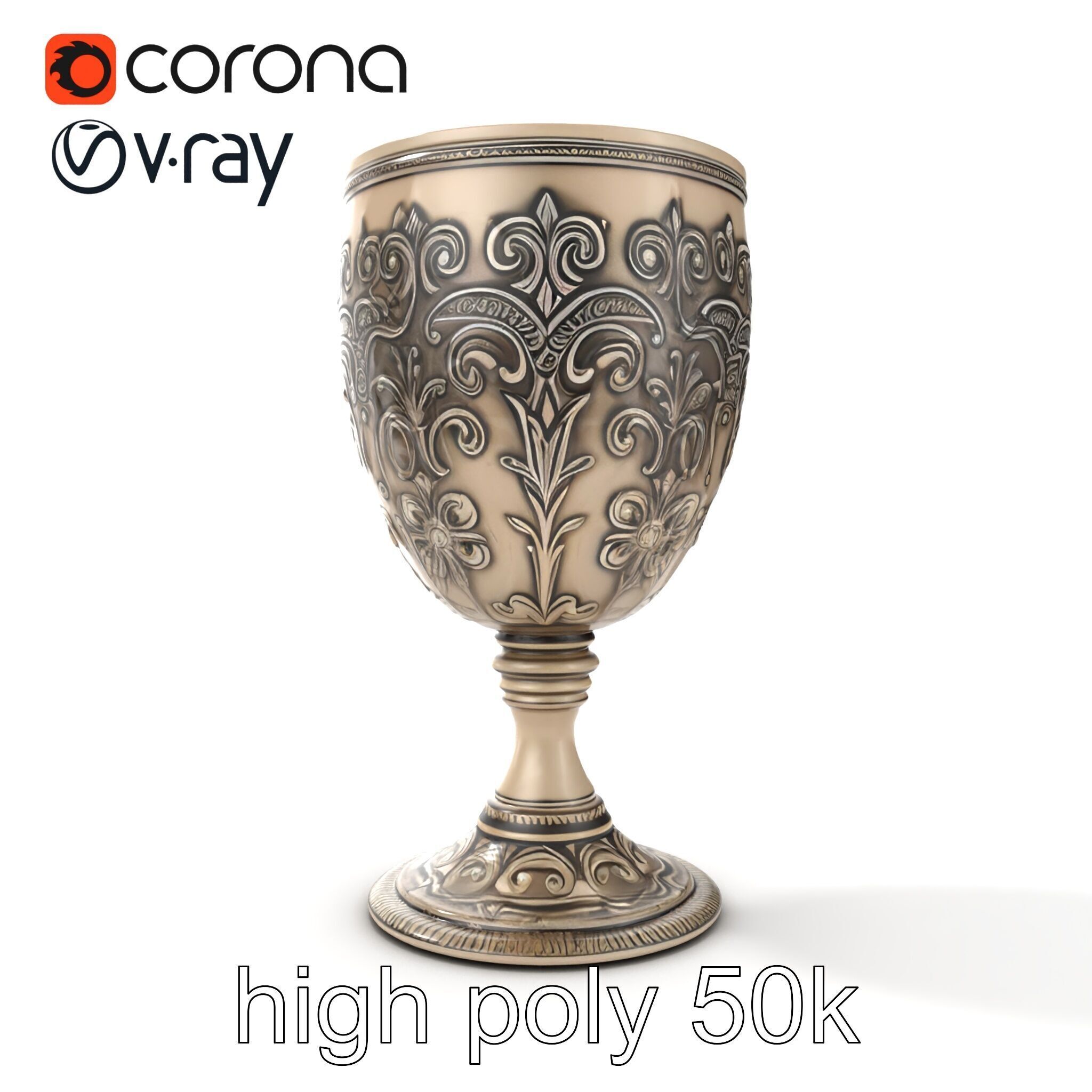 Intricate Medieval Goblet model pack Low-poly 3D model_31