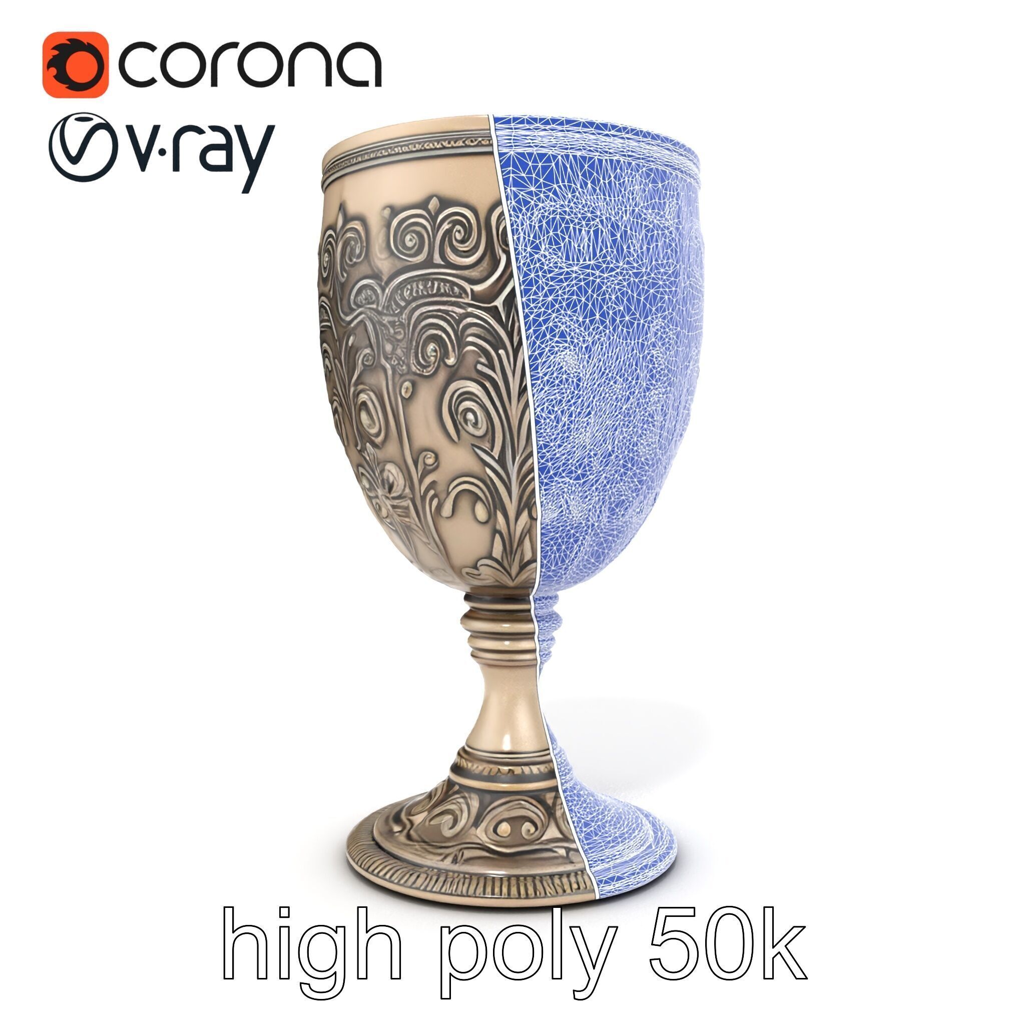 Intricate Medieval Goblet model pack Low-poly 3D model_25