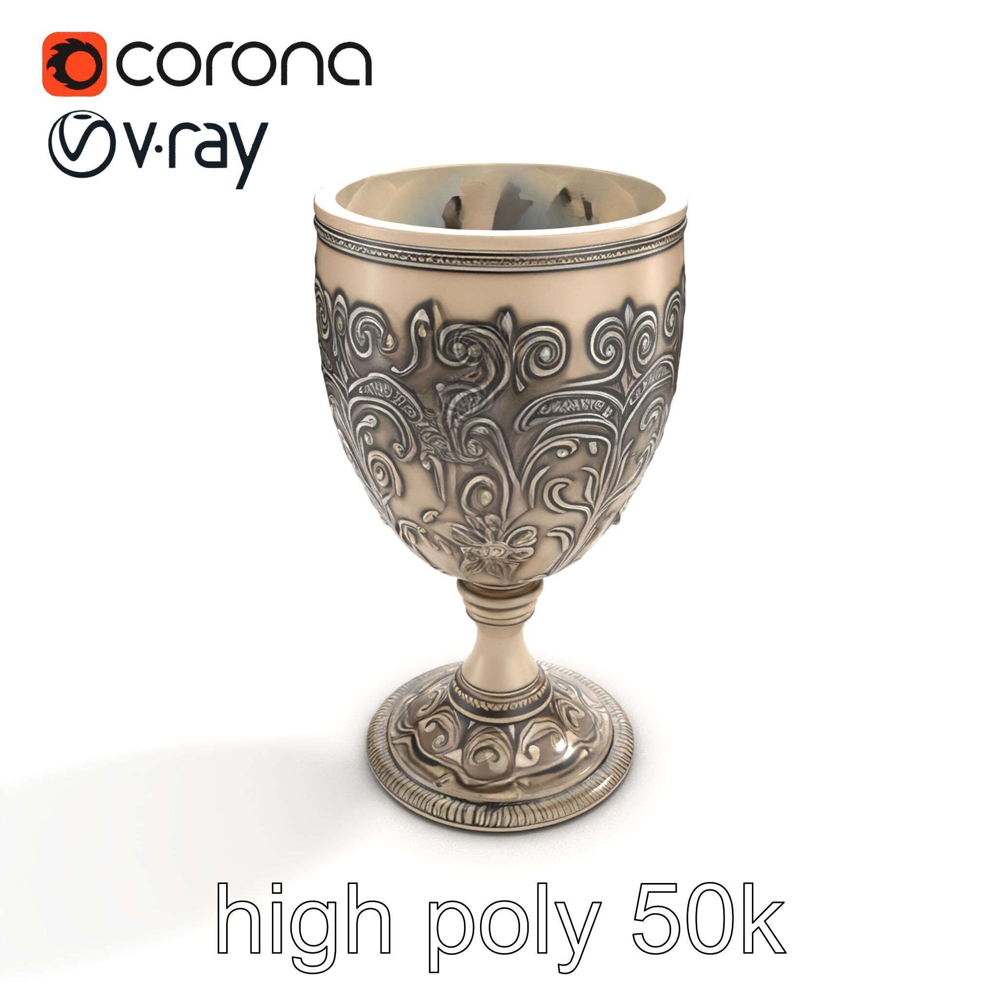 Intricate Medieval Goblet model pack Low-poly 3D model_28