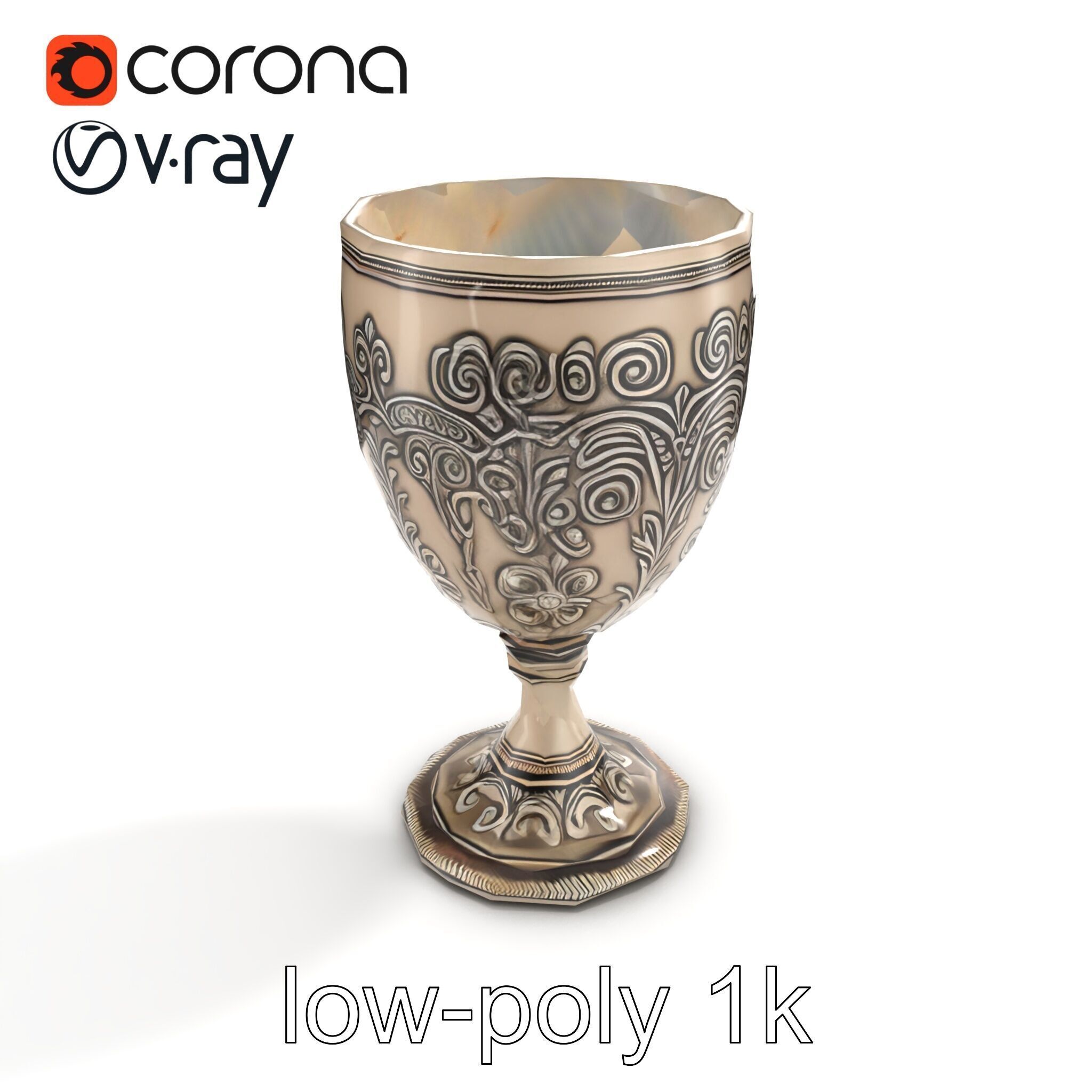 Intricate Medieval Goblet model pack Low-poly 3D model_9