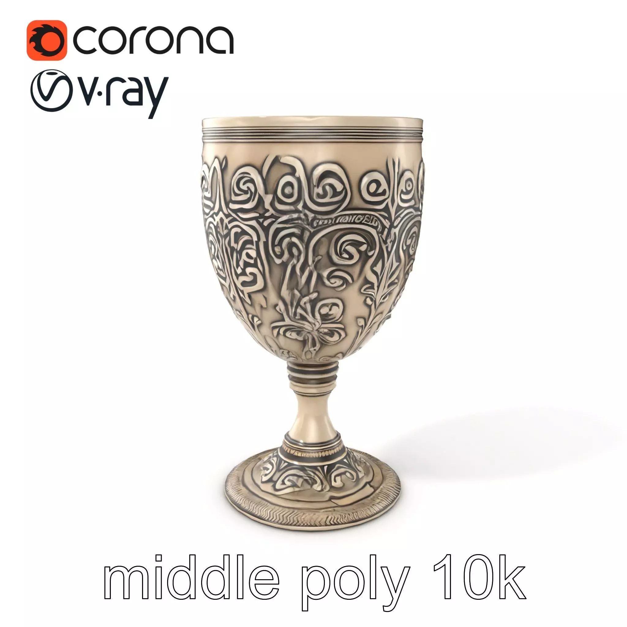 Intricate Medieval Goblet model pack Low-poly 3D model_0
