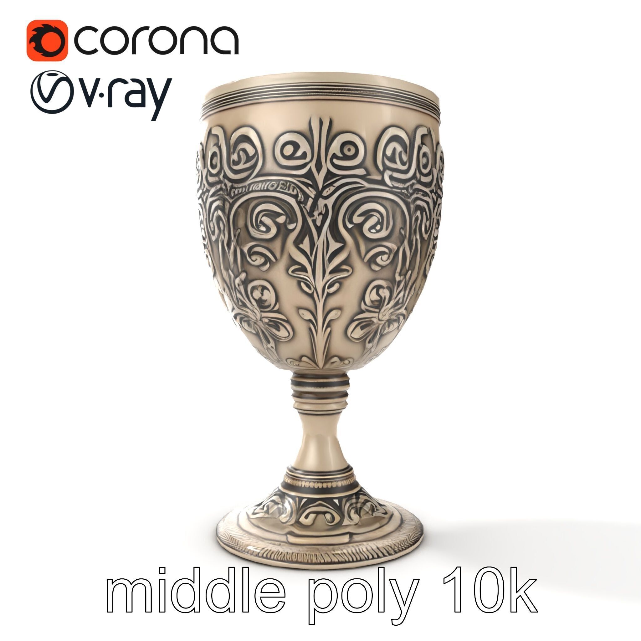 Intricate Medieval Goblet model pack Low-poly 3D model_27