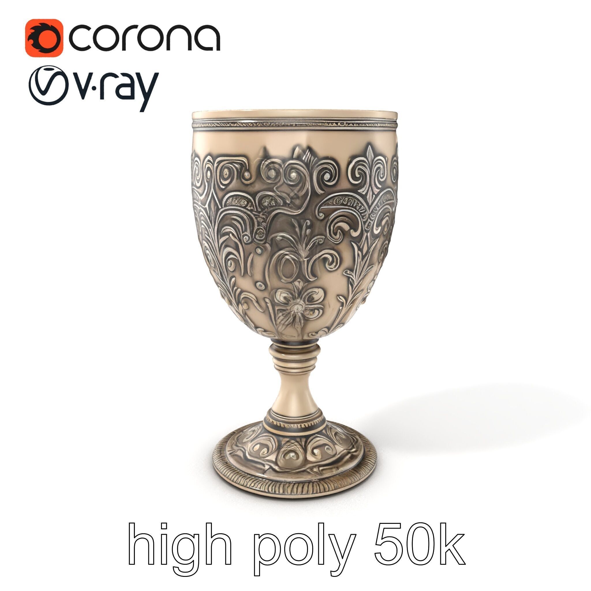 Intricate Medieval Goblet model pack Low-poly 3D model_2