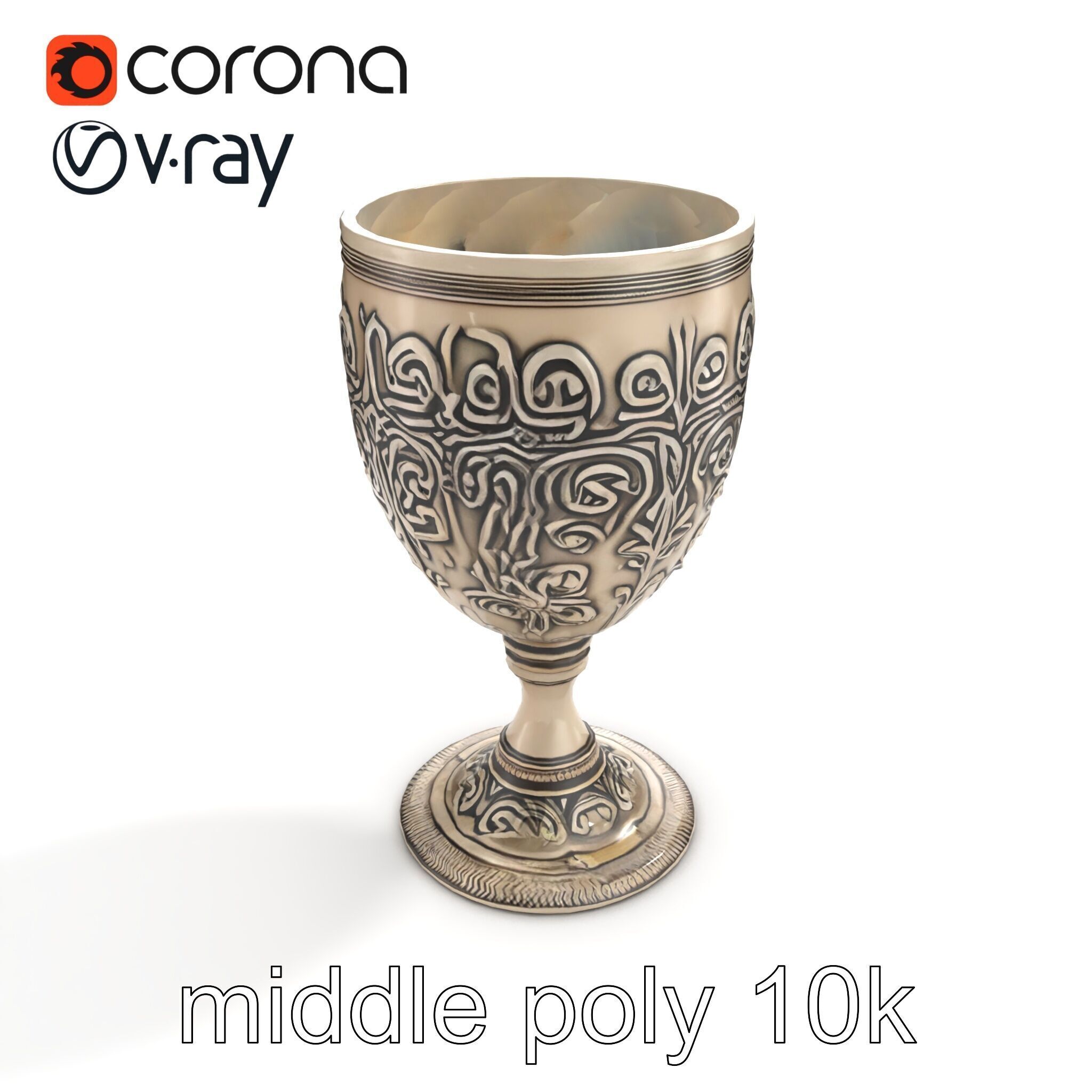Intricate Medieval Goblet model pack Low-poly 3D model_8