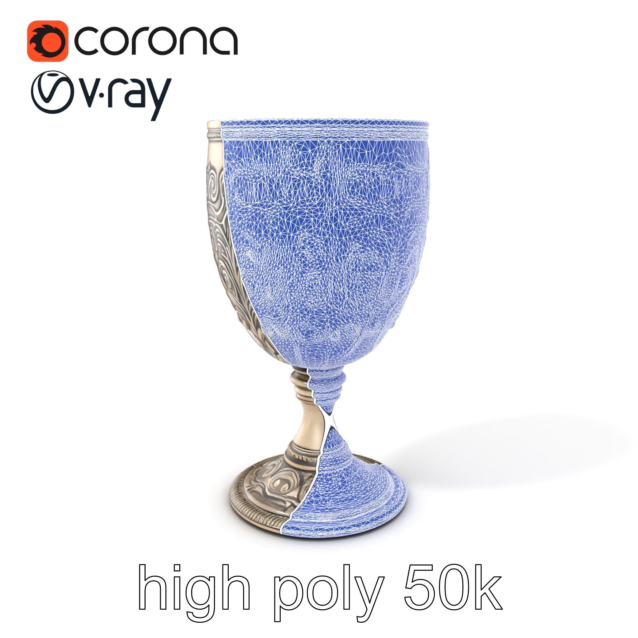 Intricate Medieval Goblet model pack Low-poly 3D model_10