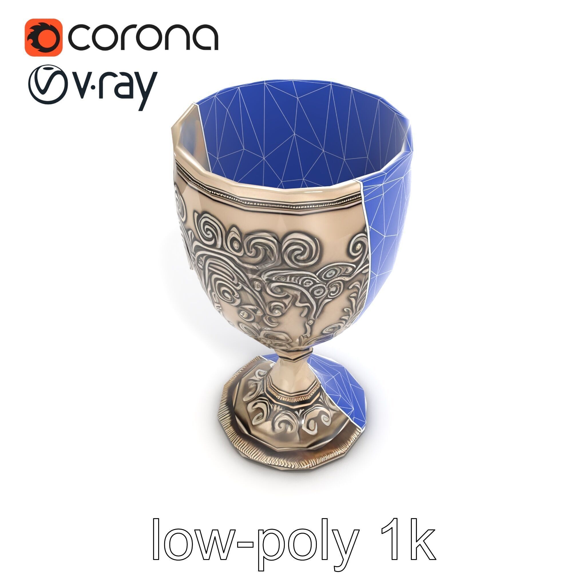 Intricate Medieval Goblet model pack Low-poly 3D model_23