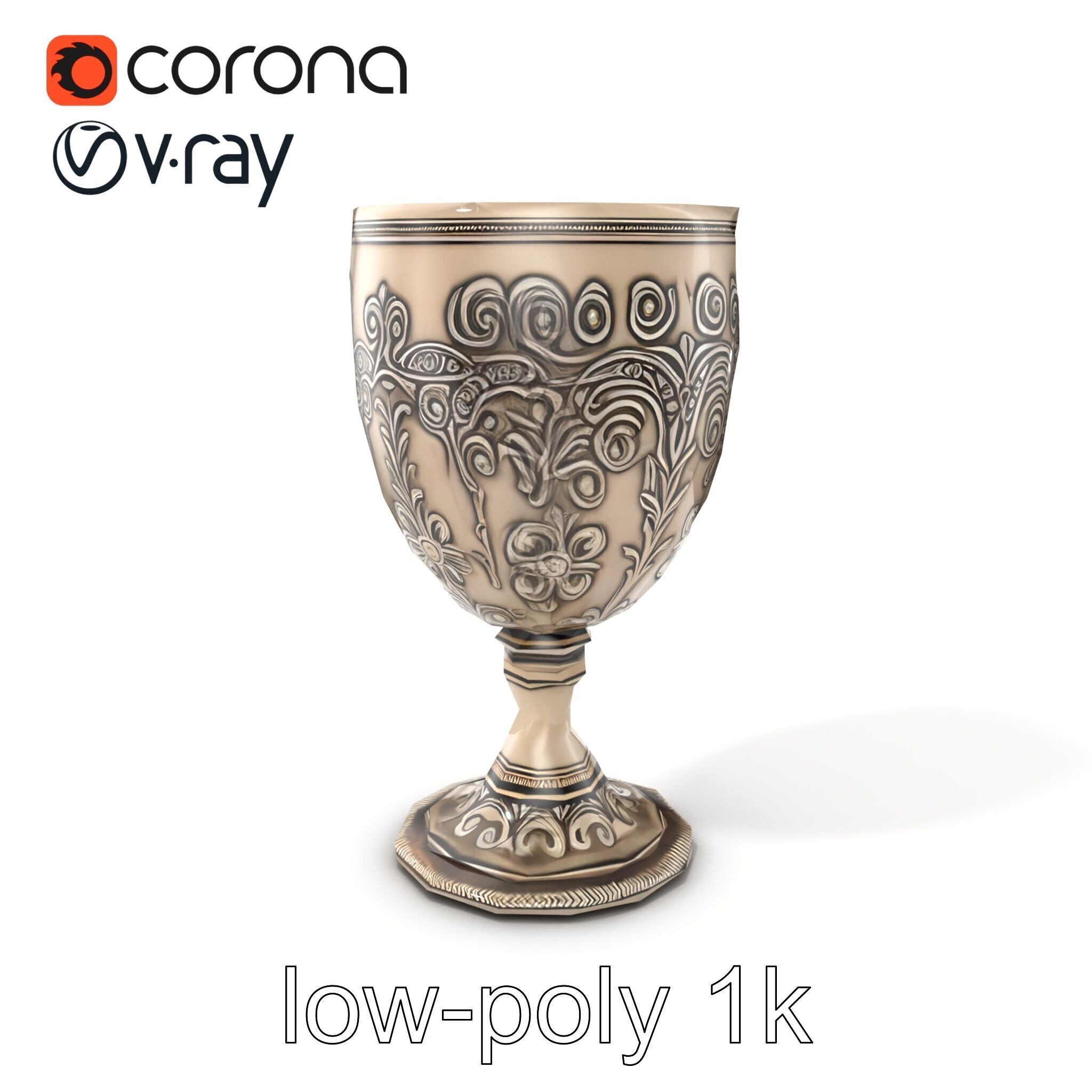 Intricate Medieval Goblet model pack Low-poly 3D model_5