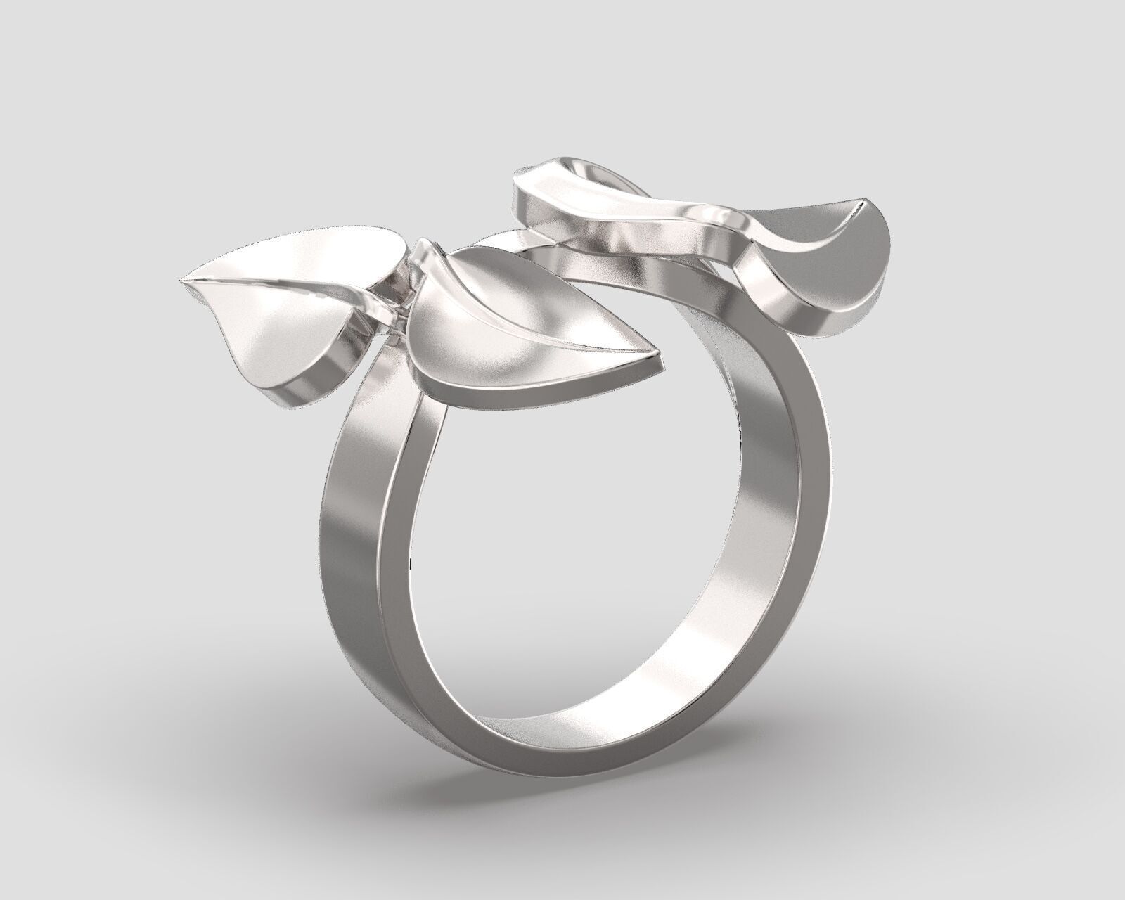 Ring R 091 three leaves 3D print model_4